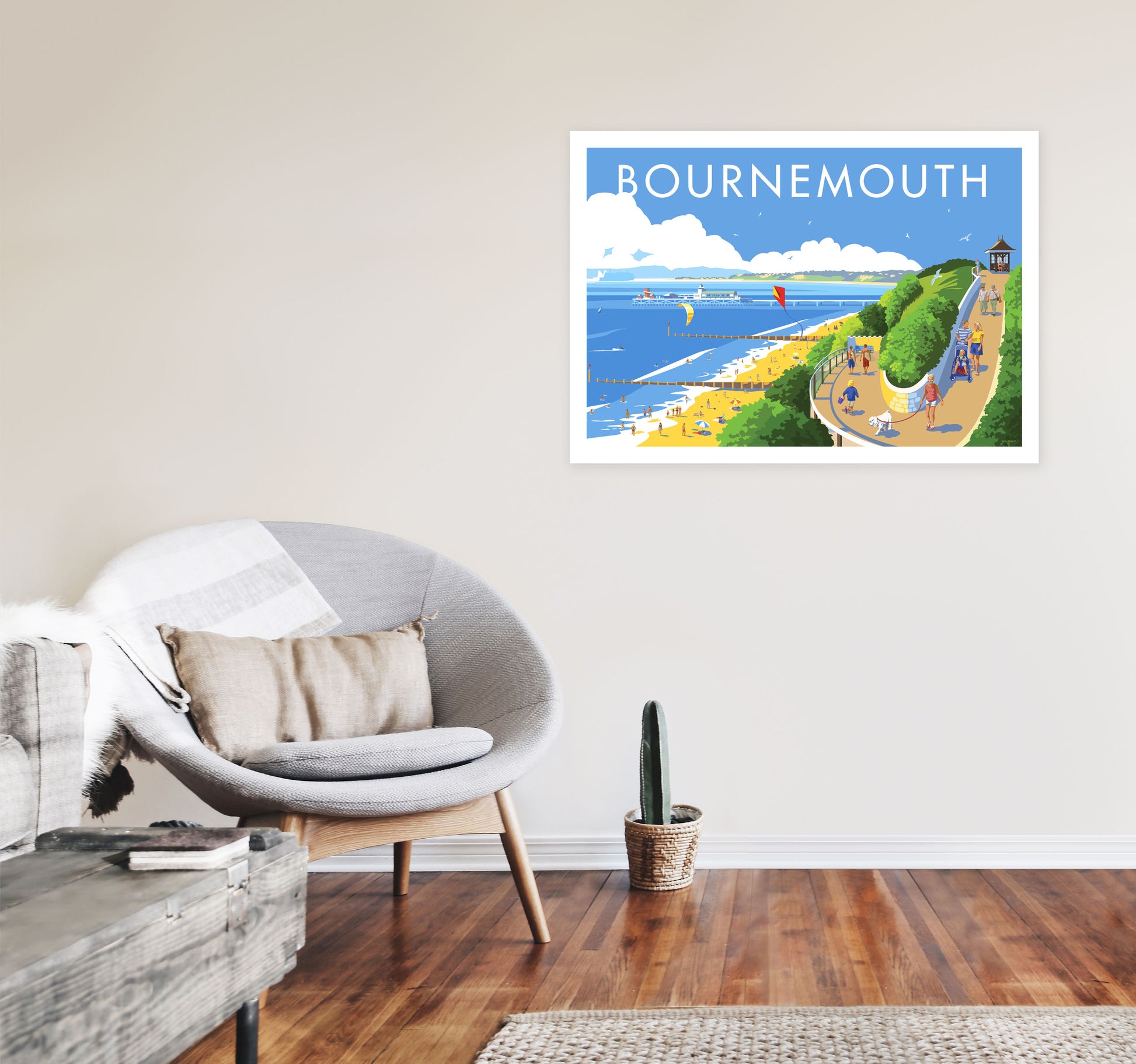 Bournemouth Framed Digital Art Print by Stephen Millership A1 Black Frame