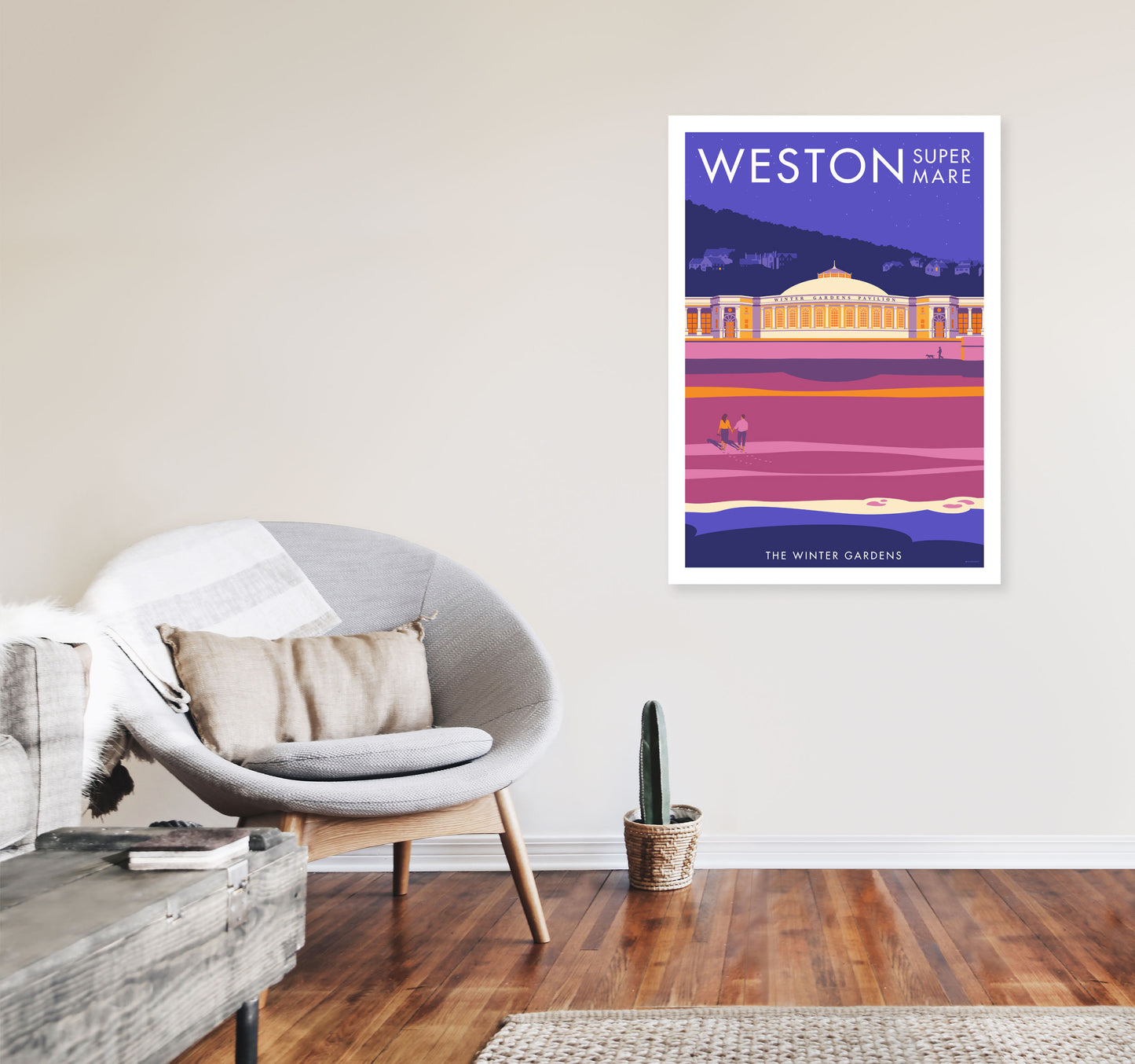 Weston-super-mare Art Print 2 by Stephen Millership A1 Black Frame