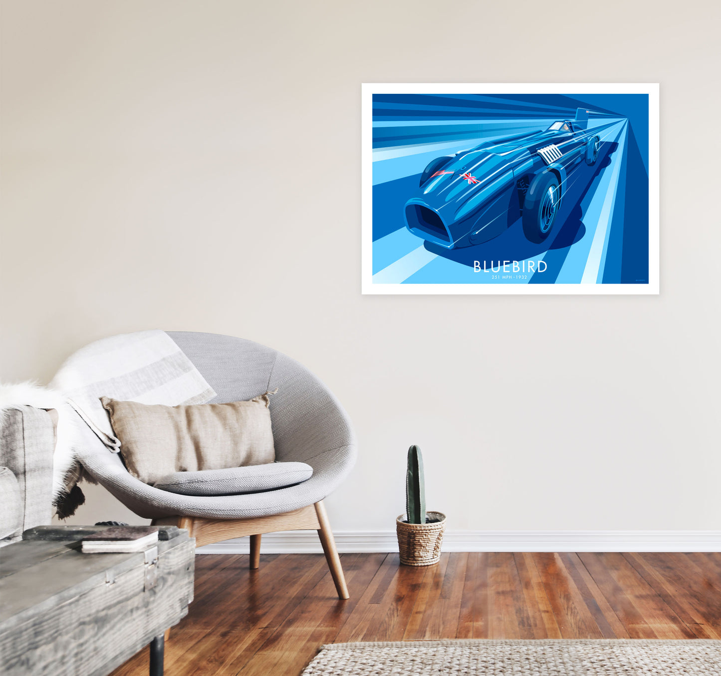 Bluebird Art Print by Stephen Millership, Framed Transport Print A1 Black Frame