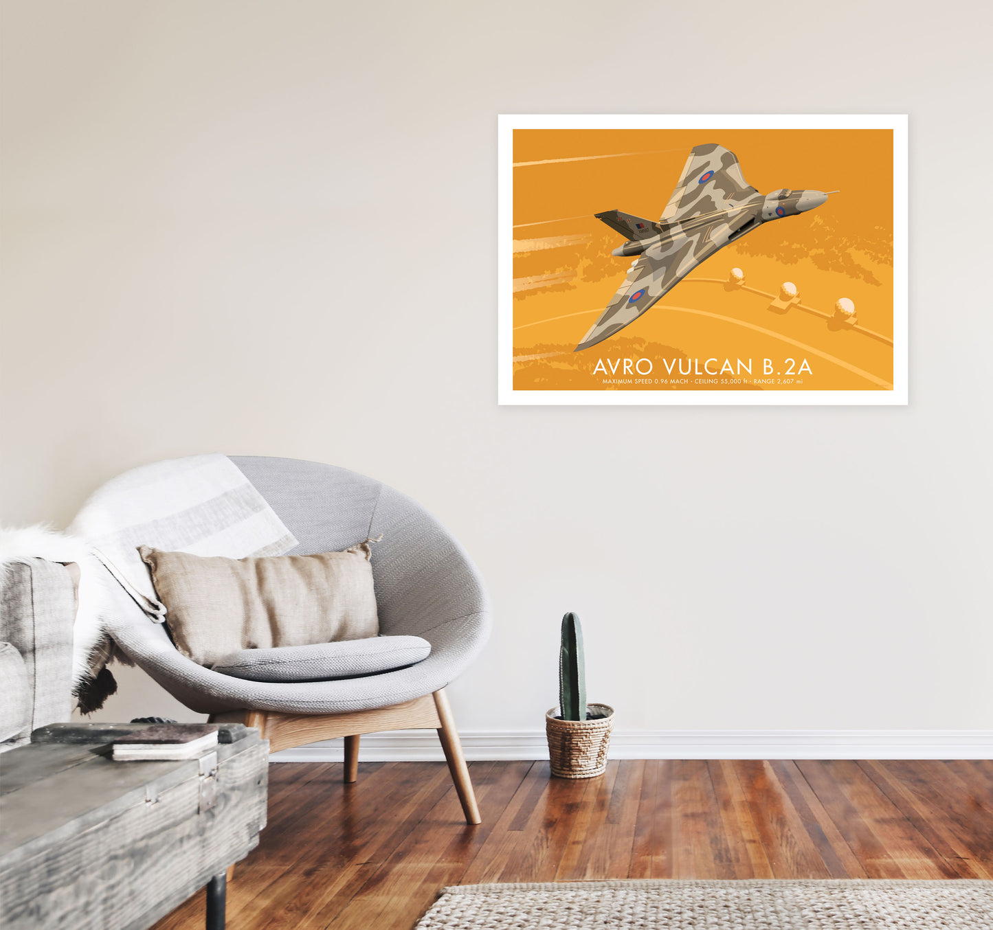 Avro Vulcan B.2A Art Print by Stephen Millership, Framed Transport Print A1 Black Frame