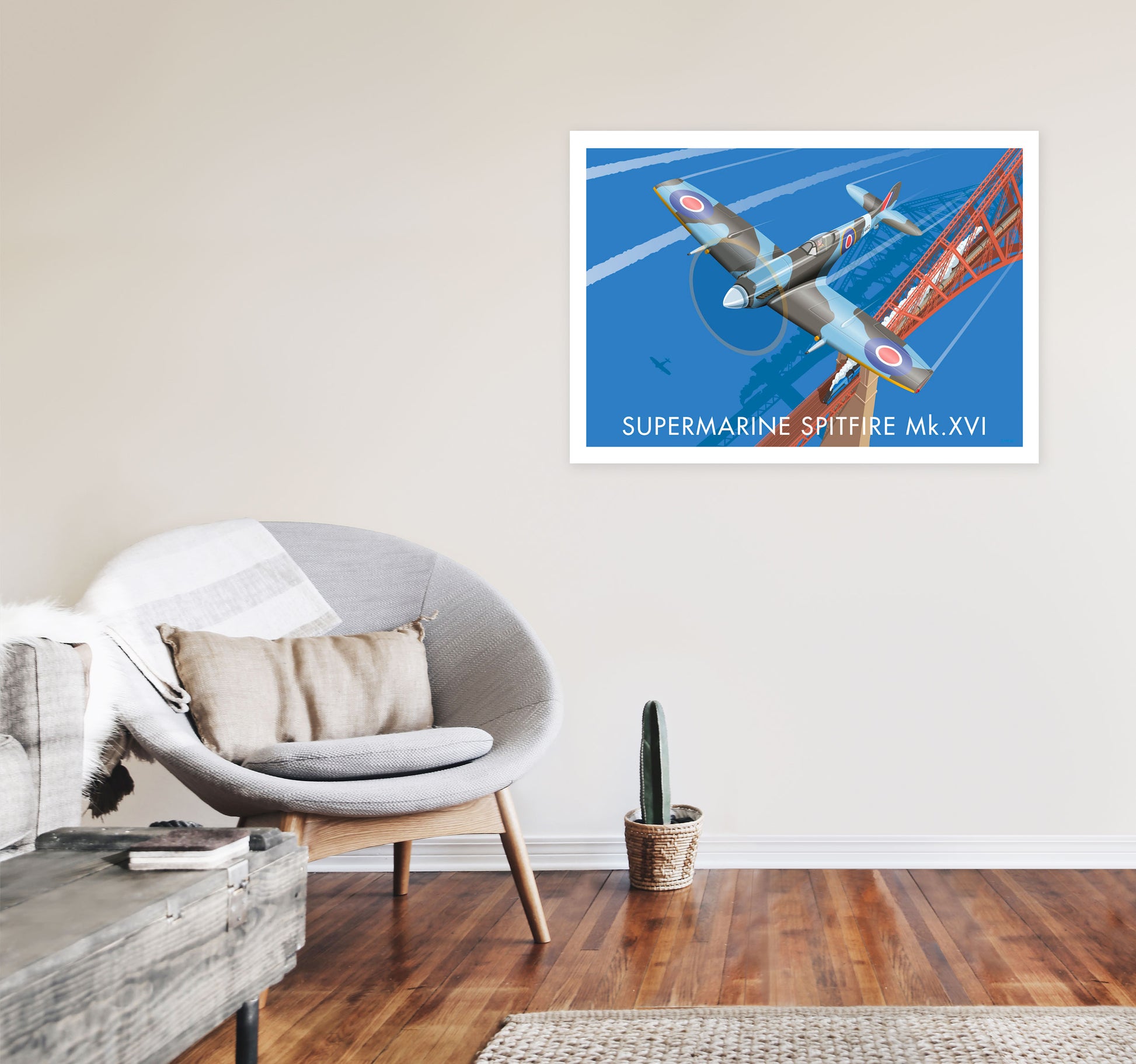 Spitfire XVI by Stephen Millership A1 Black Frame