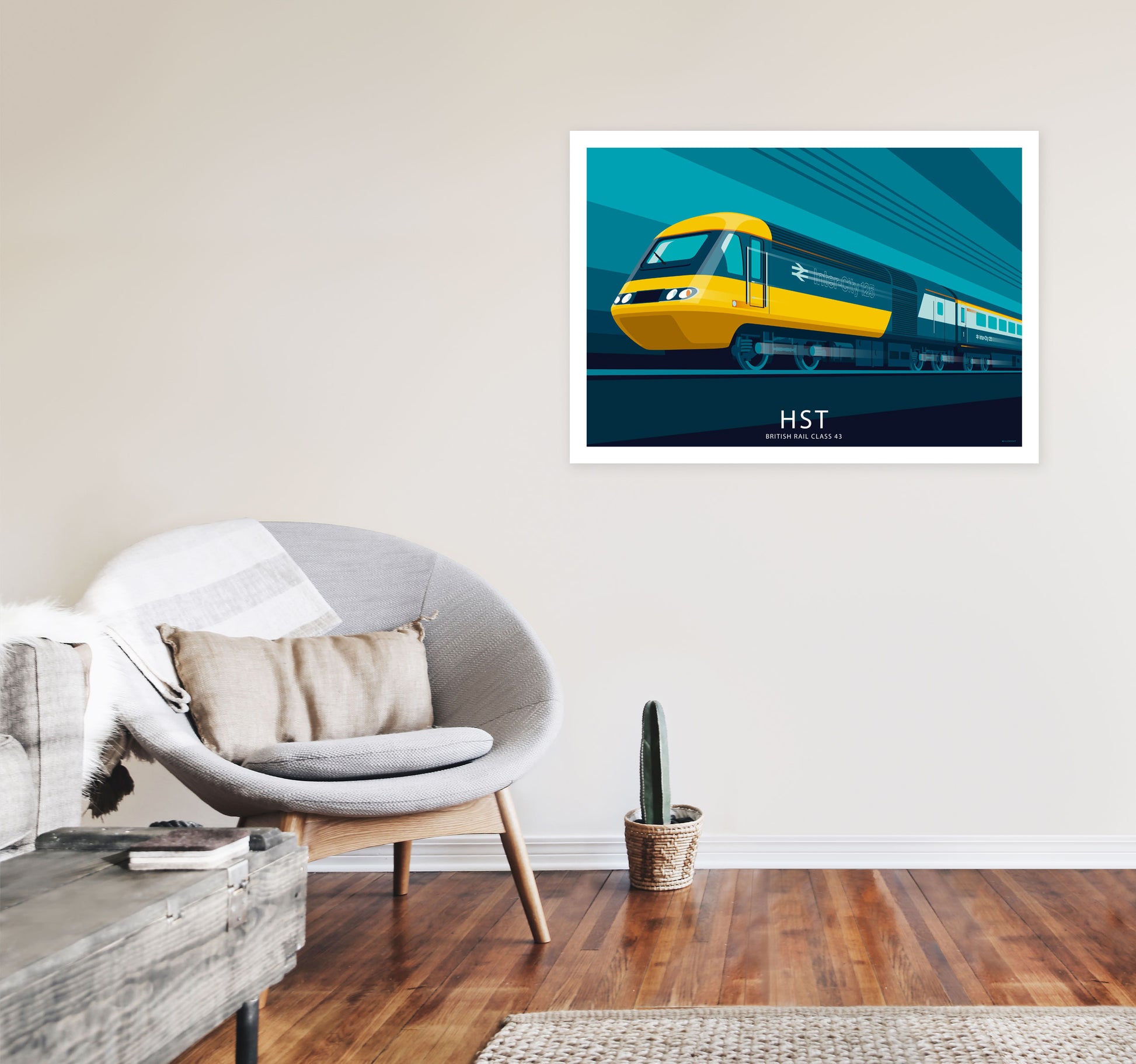 HST Travel Art Print by Stephen Millership, Vintage transport Framed Poster A1 Black Frame