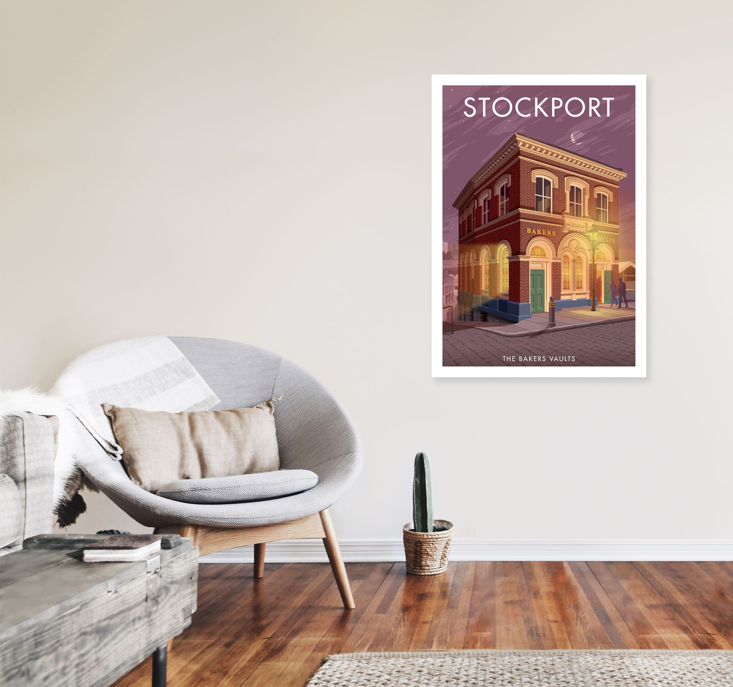 Baker's Vaults Stockport Travel Art Print by Stephen Millership A1 Black Frame