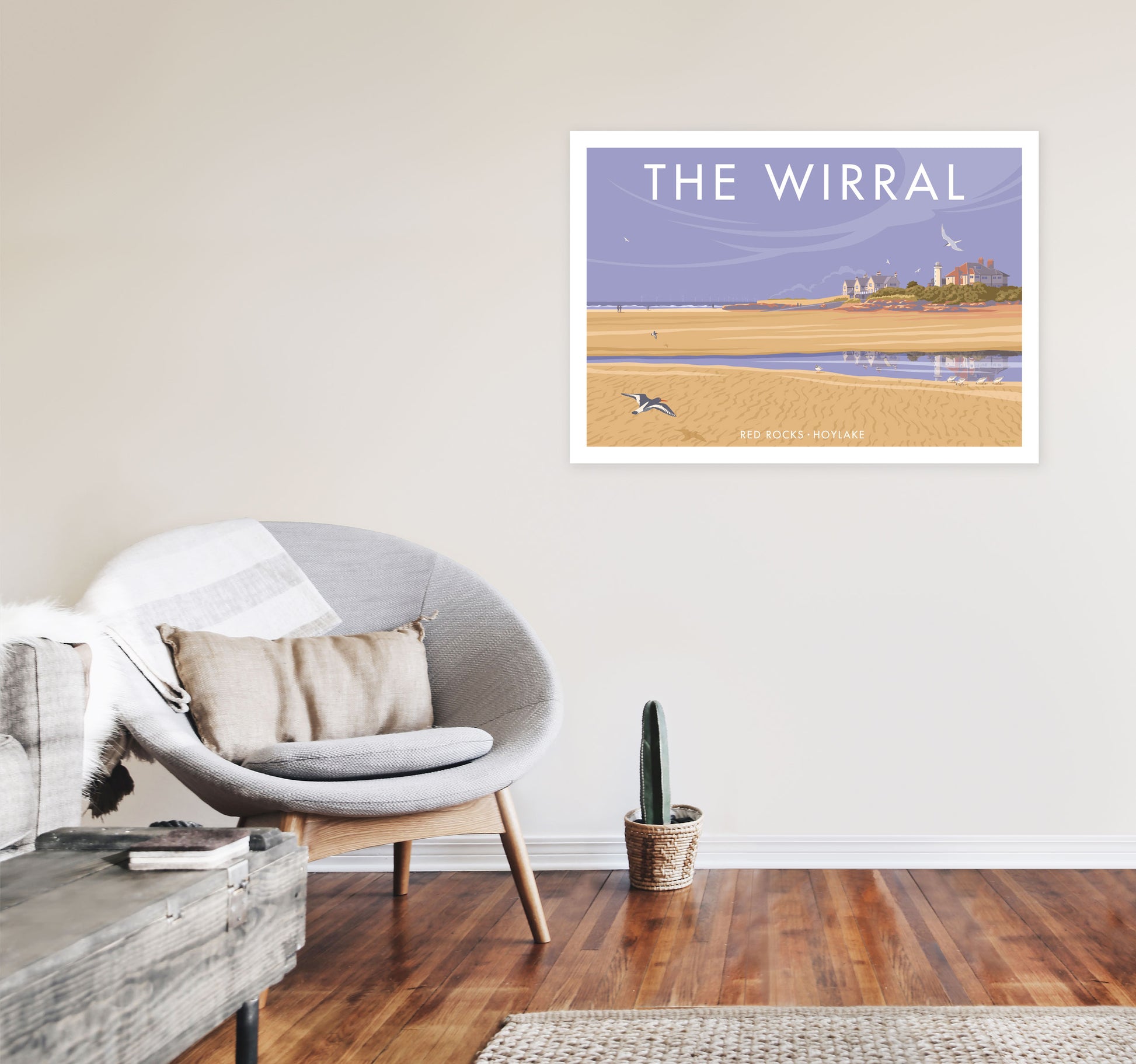 Redrocks Wirral Travel Art Print by Stephen Millership A1 Black Frame