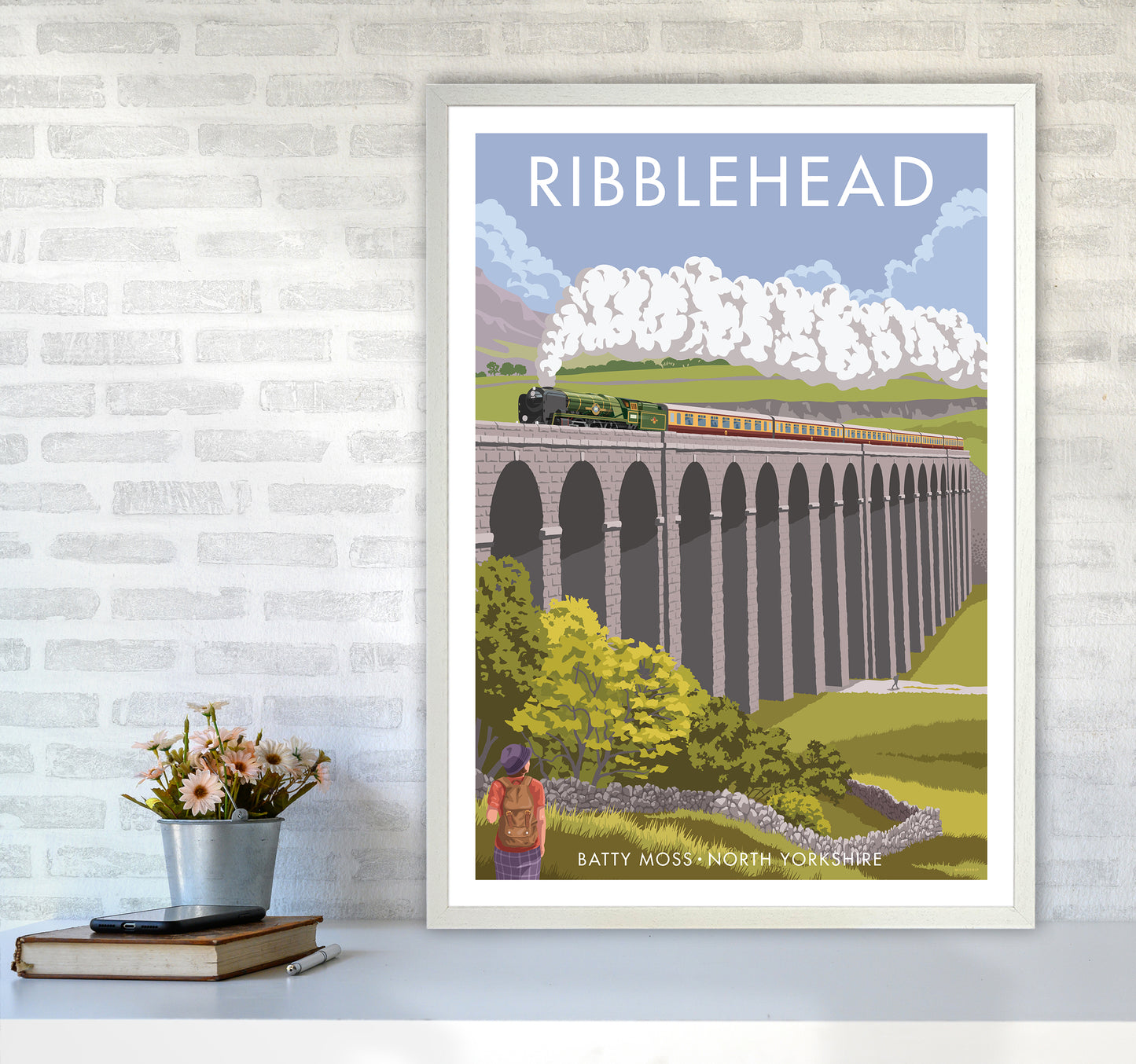 Ribblehead Travel Art Print By Stephen Millership A1 Oak Frame