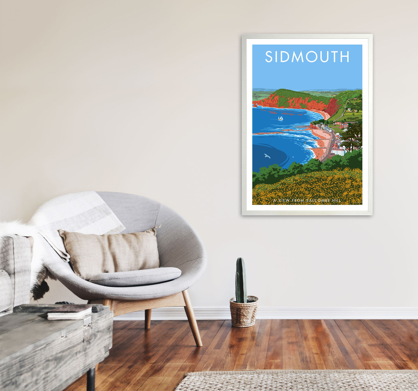 Sidmouth Art Print by Stephen Millership A1 Oak Frame