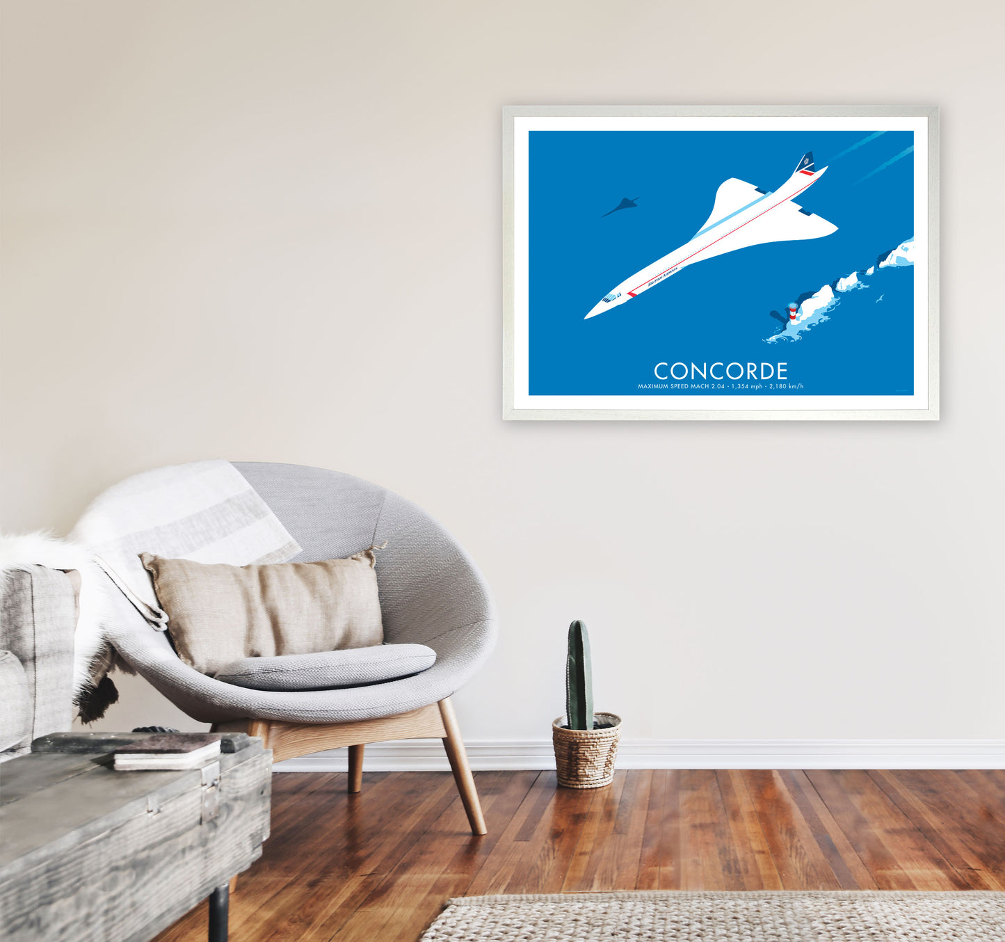 Concorde Framed Digital Art Print by Stephen Millership, Framed Transport Poster A1 Oak Frame