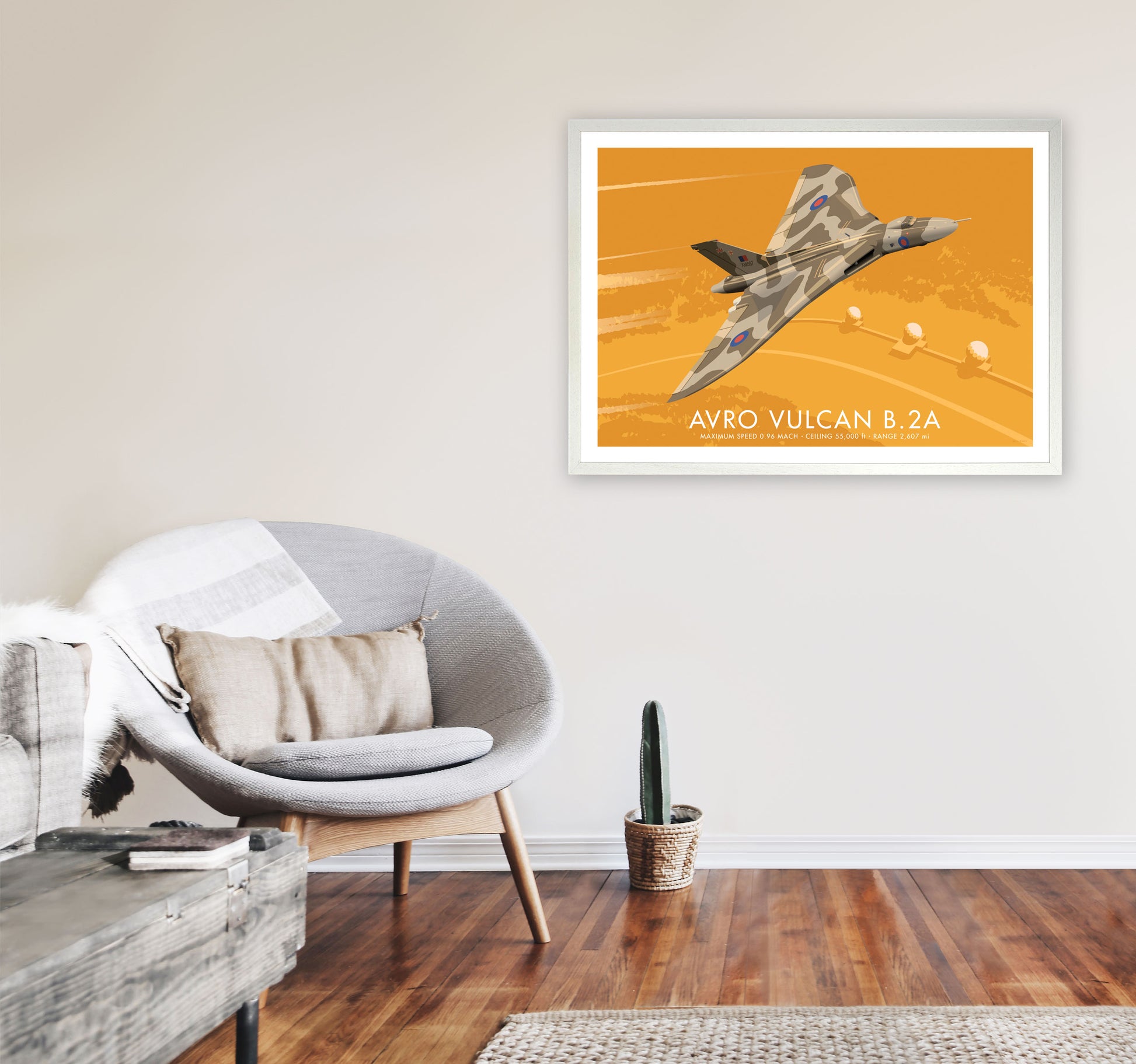 Avro Vulcan B.2A Art Print by Stephen Millership, Framed Transport Print A1 Oak Frame