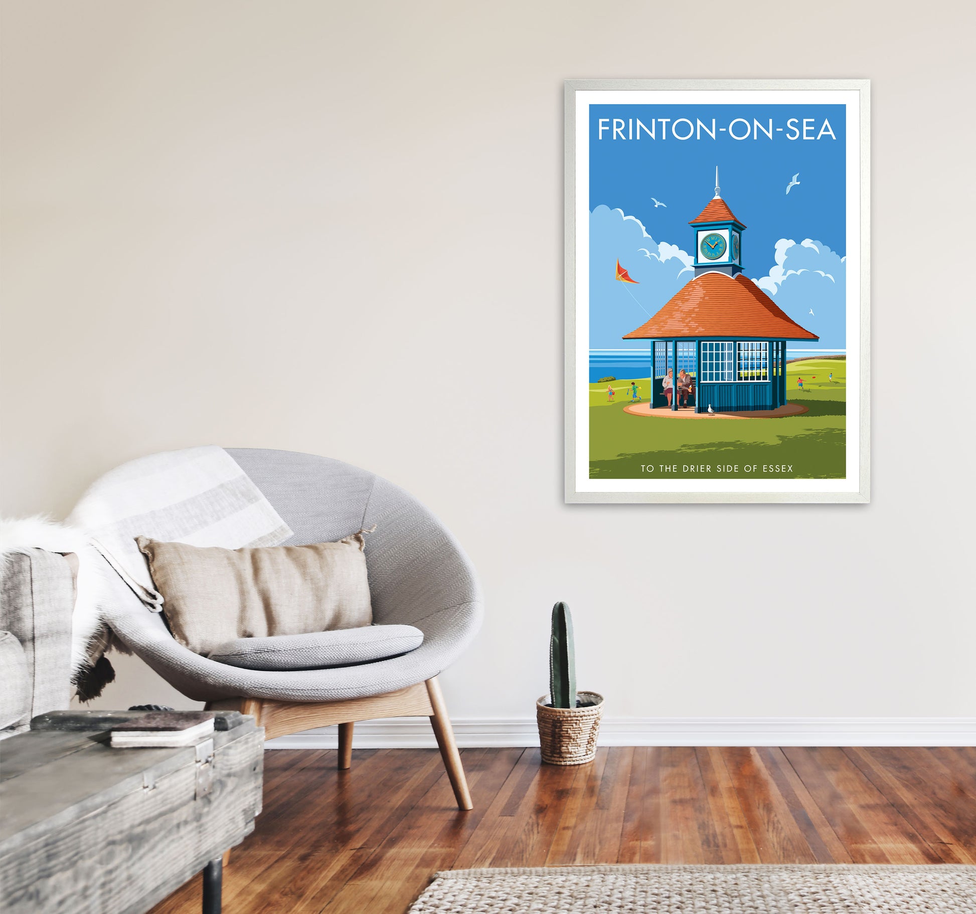 Frinton-On-Sea Art Print by Stephen Millership A1 Oak Frame