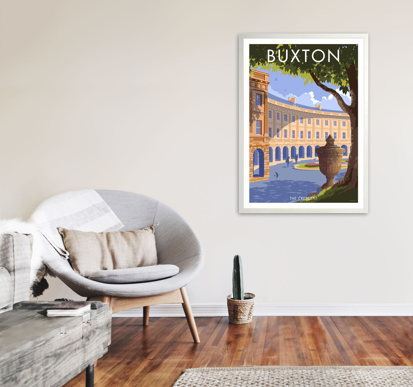 Buxton Crescent Derbyshire Travel Art Print by Stephen Millership A1 Oak Frame