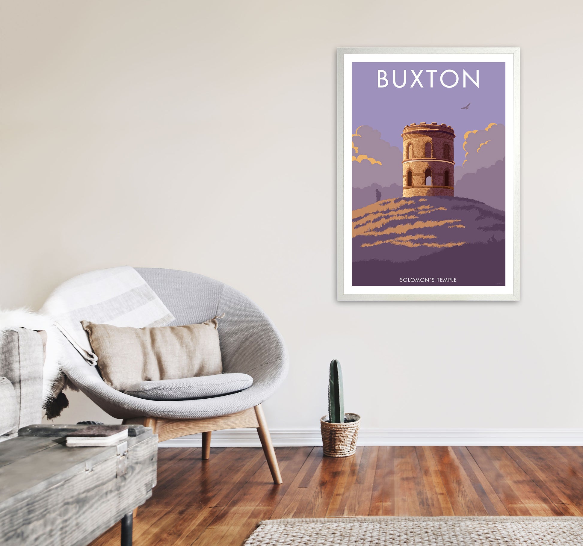 Buxton Solomon's Temple Derbyshire Travel Art Print by Stephen Millership A1 Oak Frame