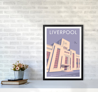 Liverpool Littlewoods Travel Art Print By Stephen Millership A2 White Frame