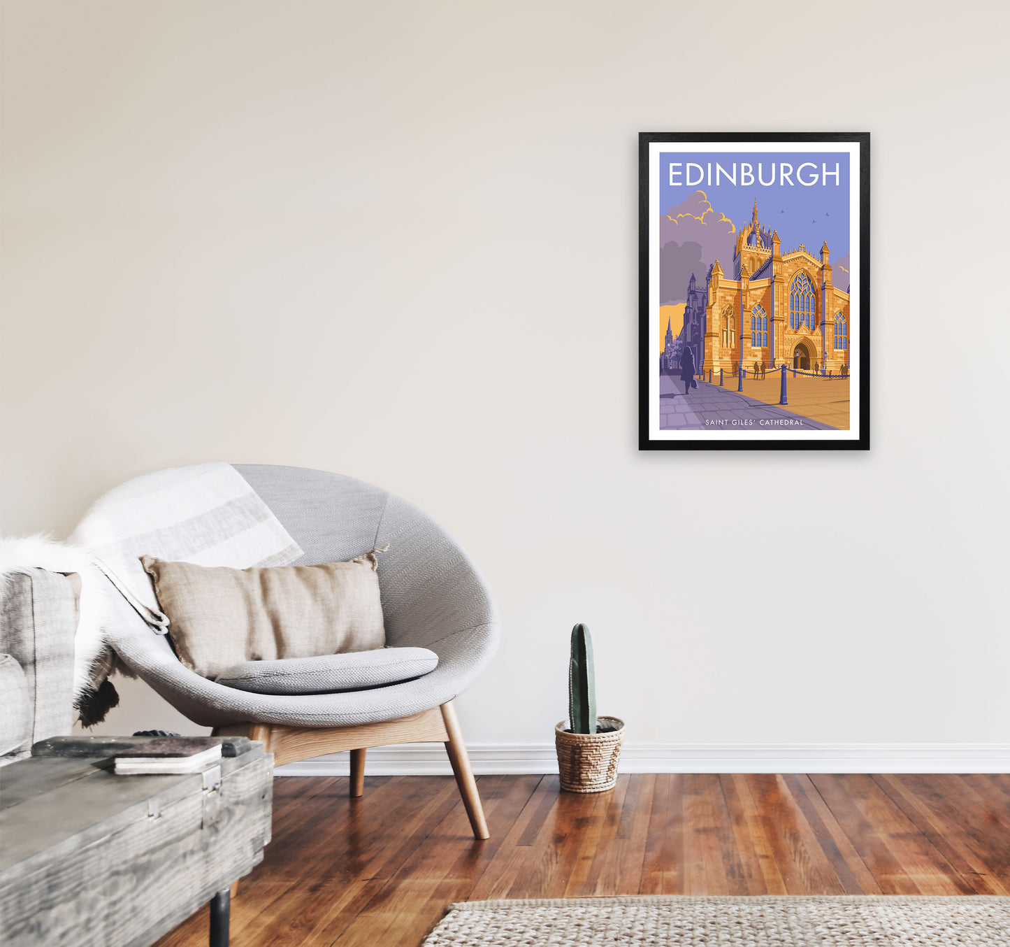 Edinburgh by Stephen Millership A2 White Frame