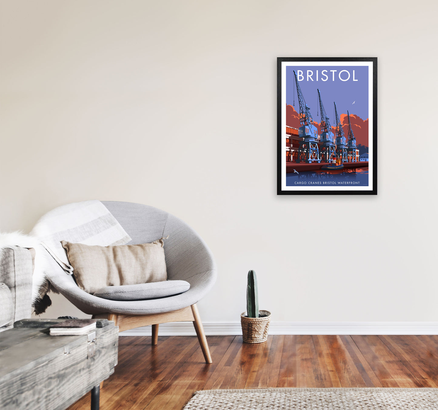 Bristol Waterfront Art Print by Stephen Millership A2 White Frame