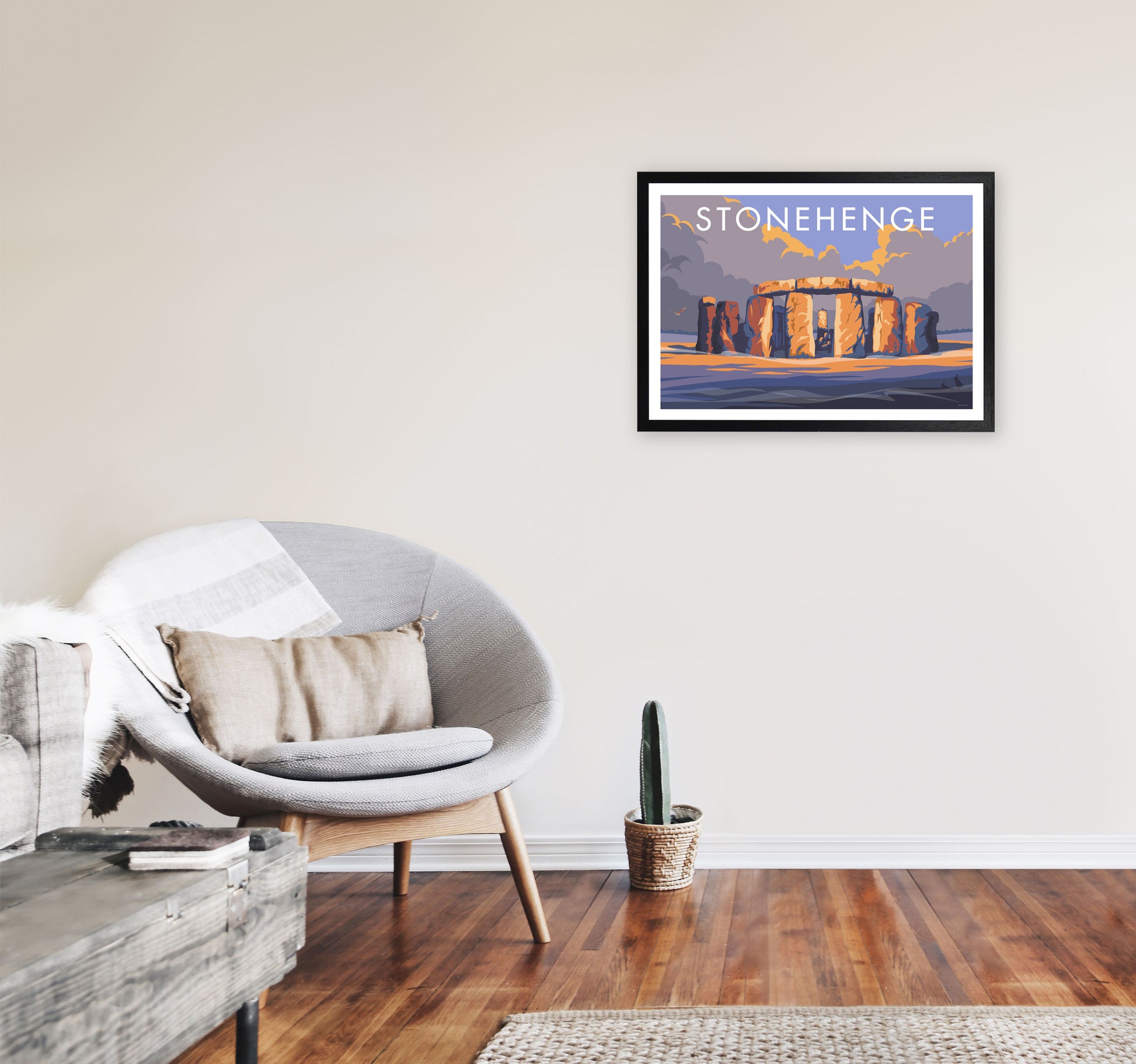 Stonehenge by Stephen Millership A2 White Frame