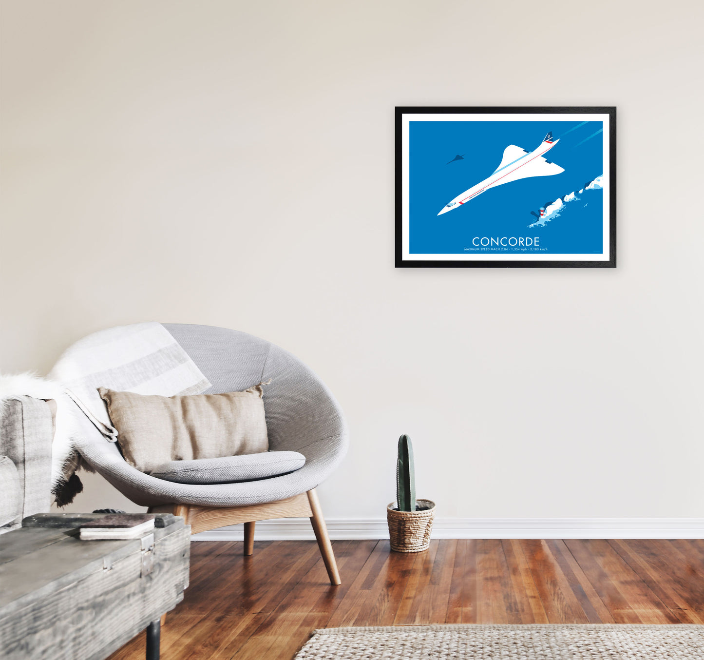 Concorde Framed Digital Art Print by Stephen Millership, Framed Transport Poster A2 White Frame