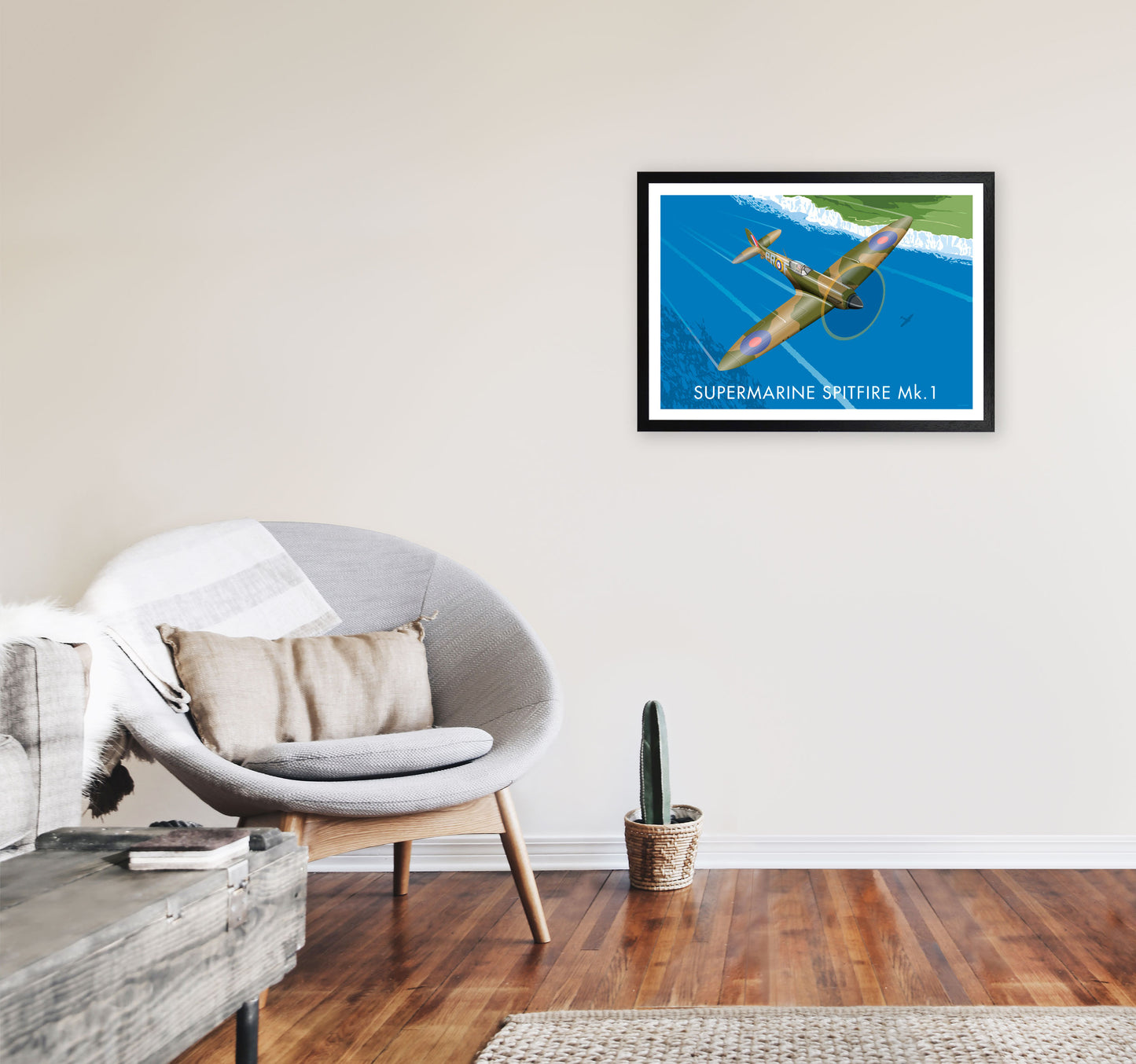 Supermarine Spitfire by Stephen Millership A2 White Frame