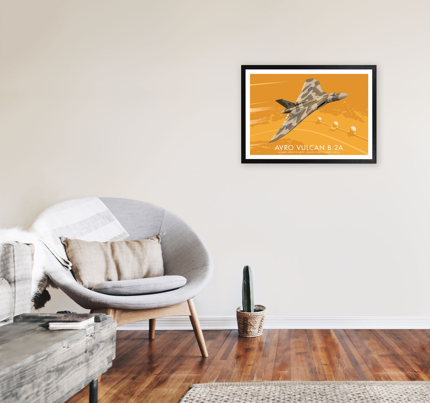 Avro Vulcan B.2A Art Print by Stephen Millership, Framed Transport Print A2 White Frame