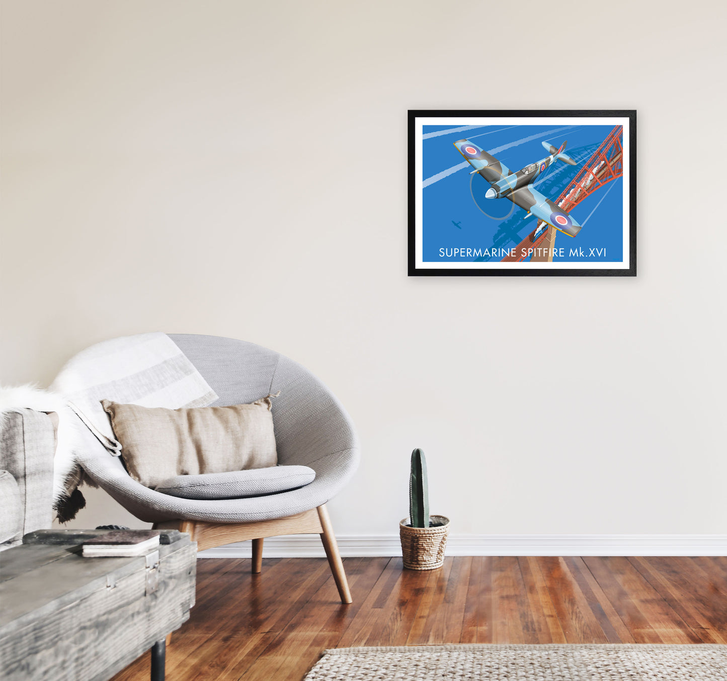 Spitfire XVI by Stephen Millership A2 White Frame