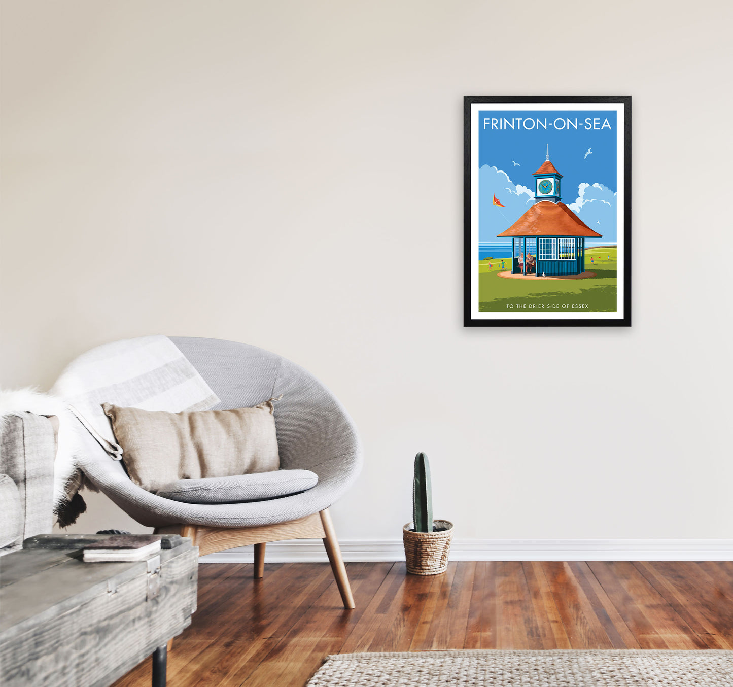 Frinton-On-Sea Art Print by Stephen Millership A2 White Frame