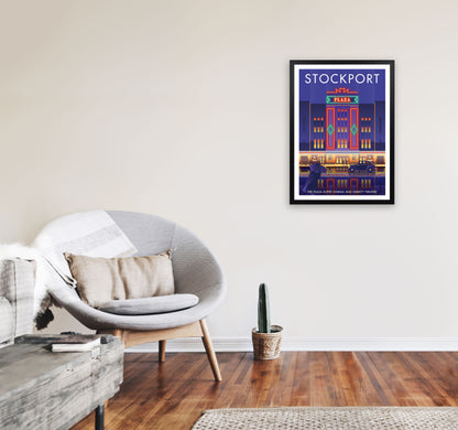 Stockport Plaza Framed Digital Art Print by Stephen Millership A2 White Frame
