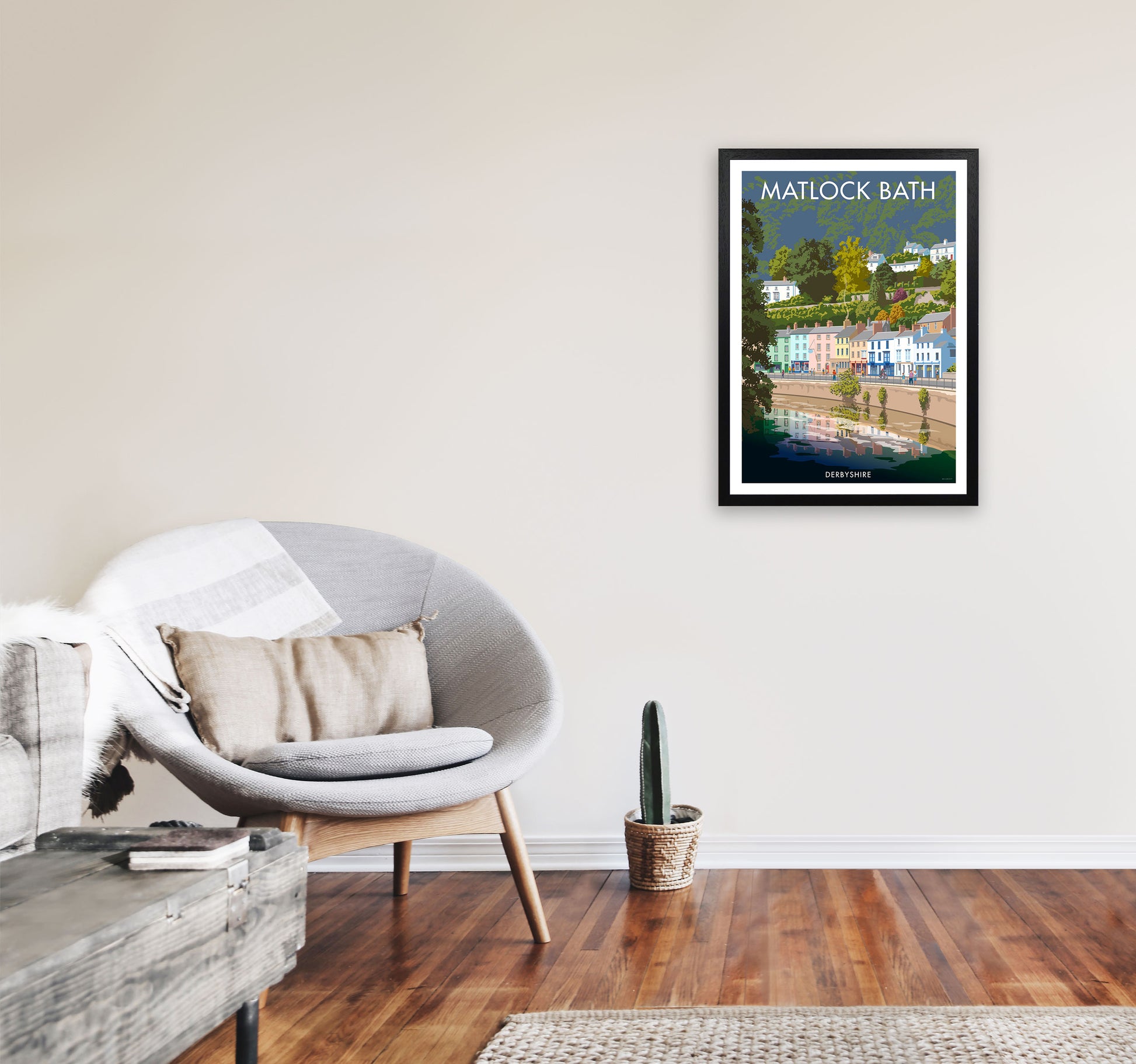 Matlock Bath Art Print by Stephen Millership A2 White Frame