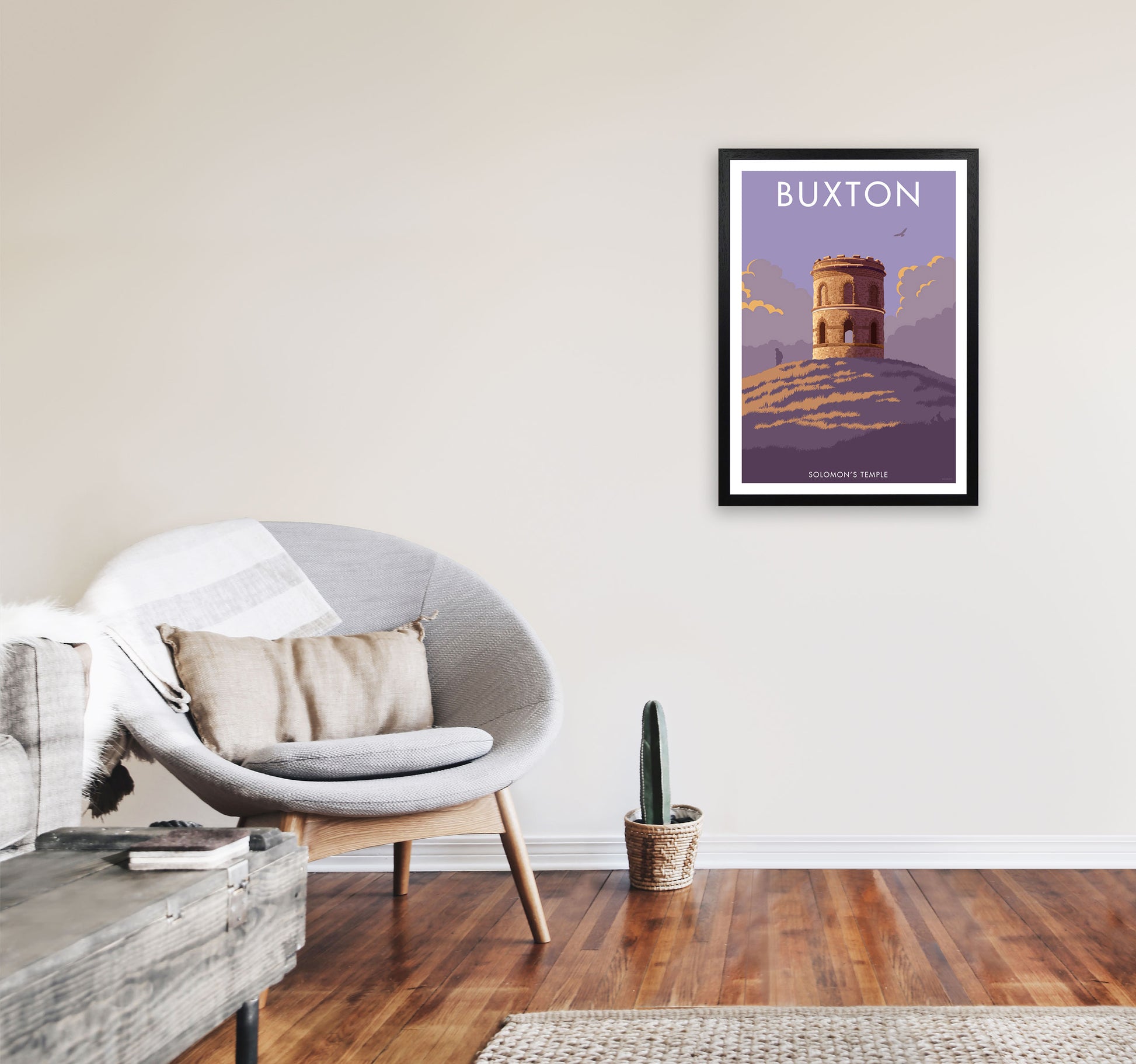 Buxton Solomon's Temple Derbyshire Travel Art Print by Stephen Millership A2 White Frame