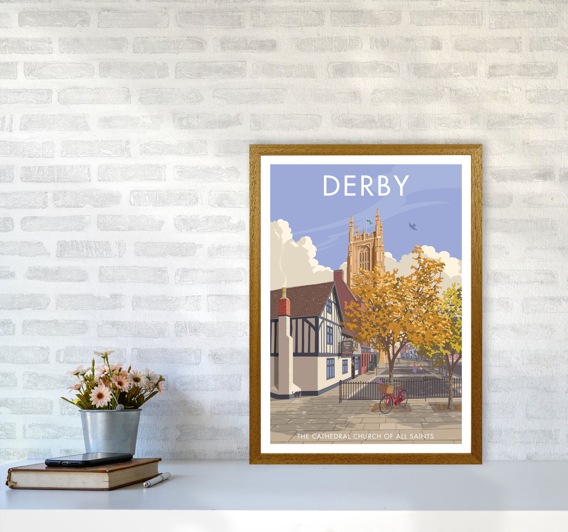 Derby Travel Art Print by Stephen Millership A2 Print Only