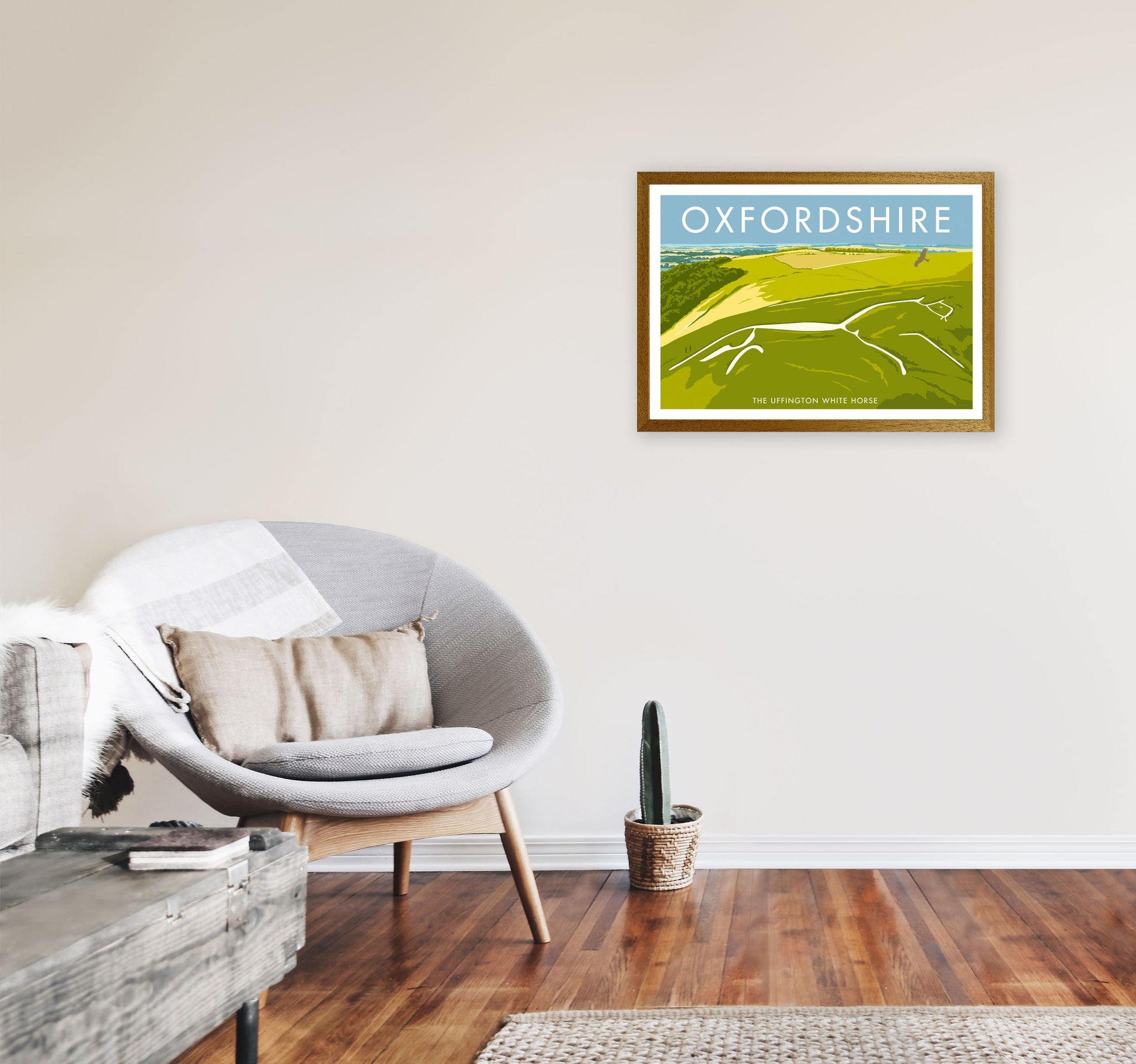 The Uffington White Horse Oxfordshire Art Print by Stephen Millership A2 Print Only