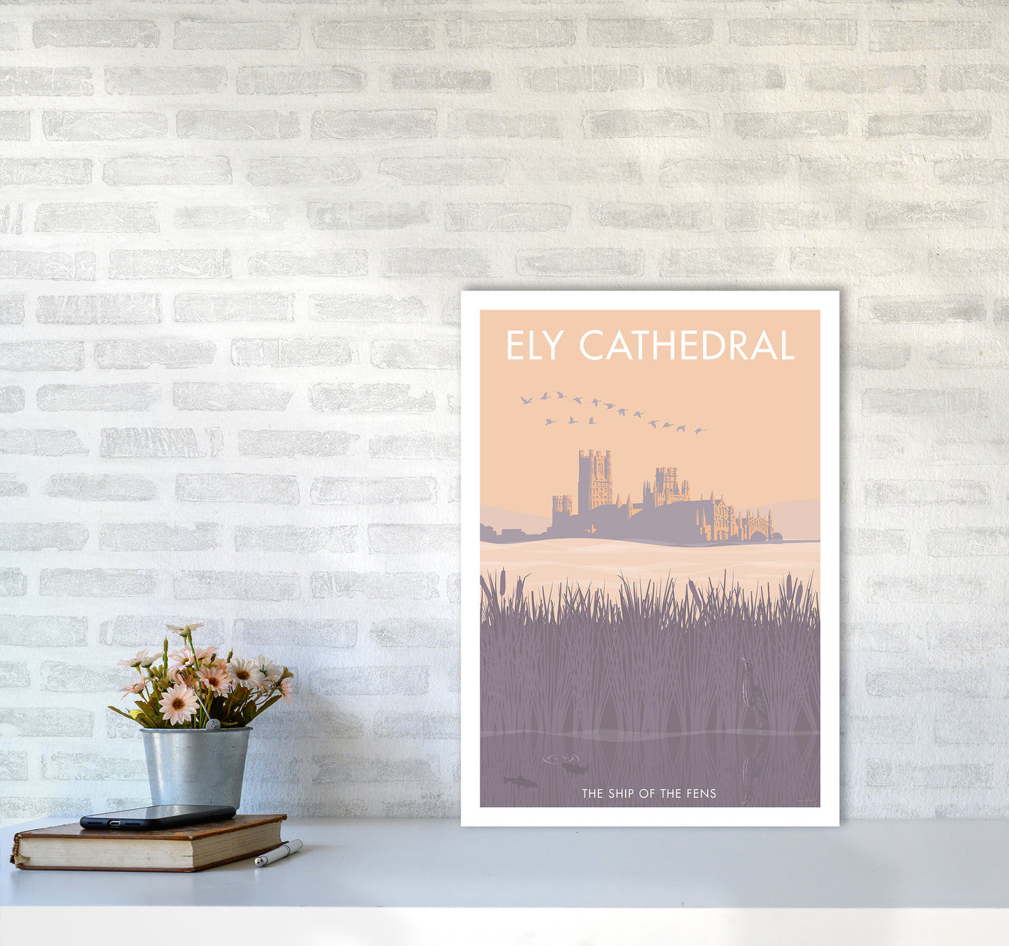 Ely Travel Art Print By Stephen Millership A2 Black Frame