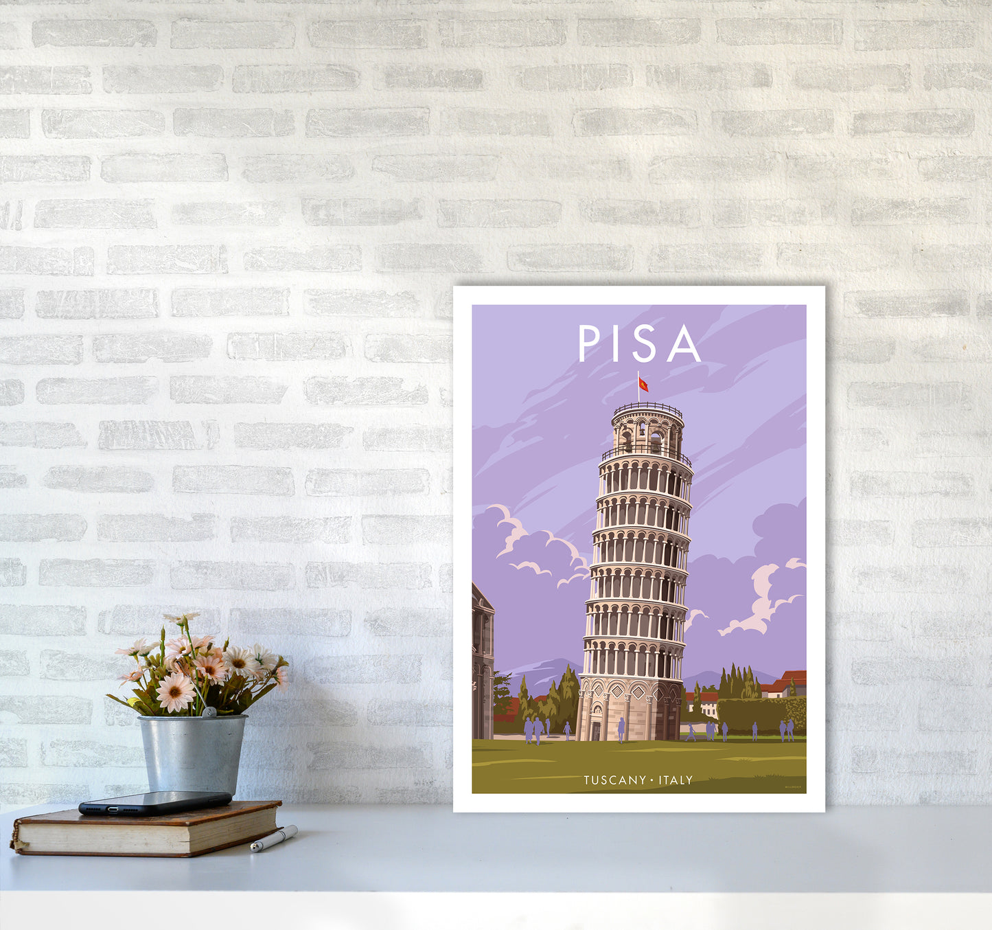 Pisa Travel Art Print By Stephen Millership A2 Black Frame