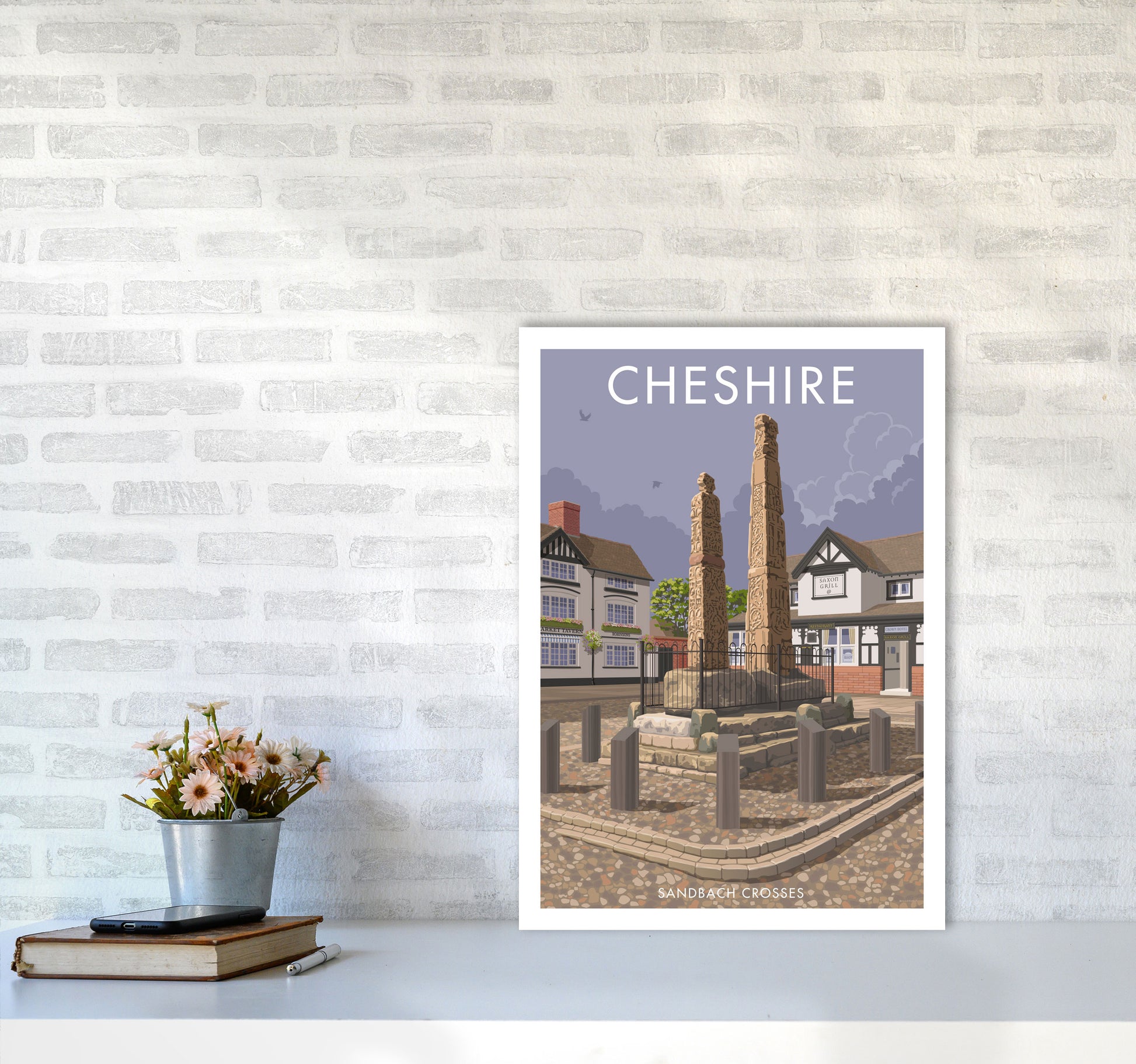 Cheshire Sandbach Travel Art Print by Stephen Millership A2 Black Frame