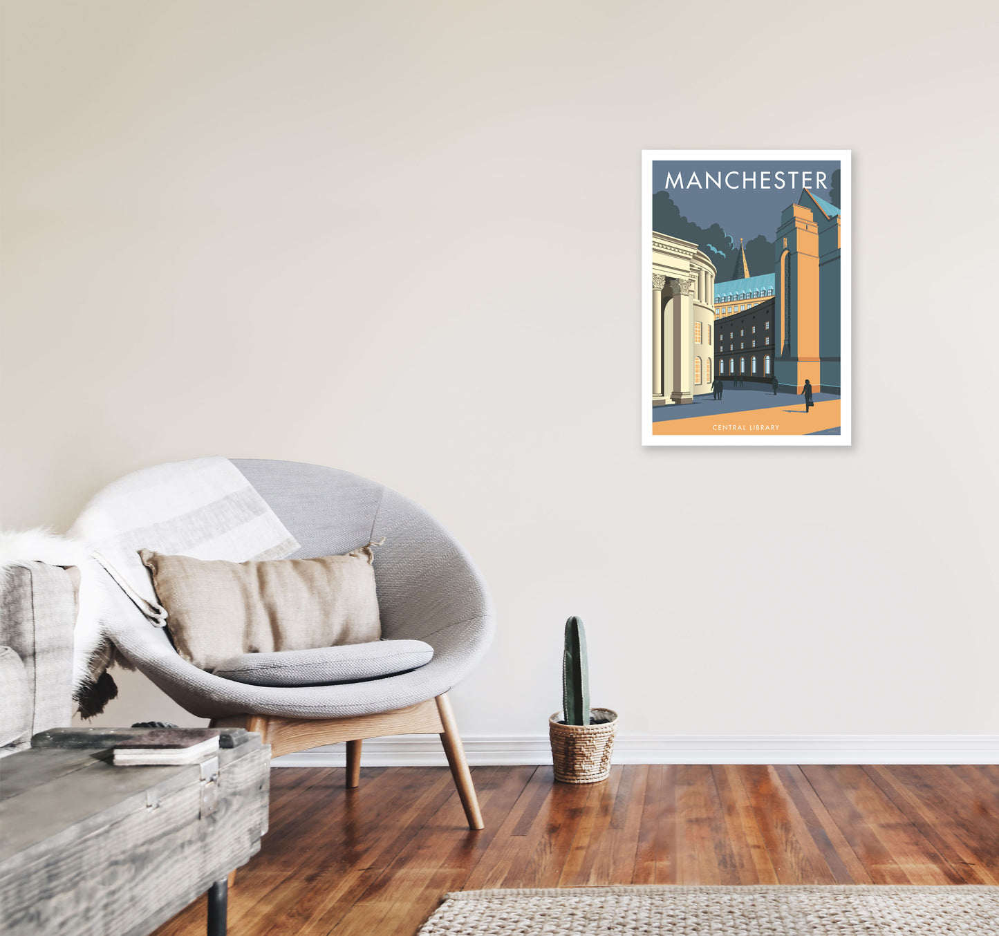 Manchester by Stephen Millership A2 Black Frame