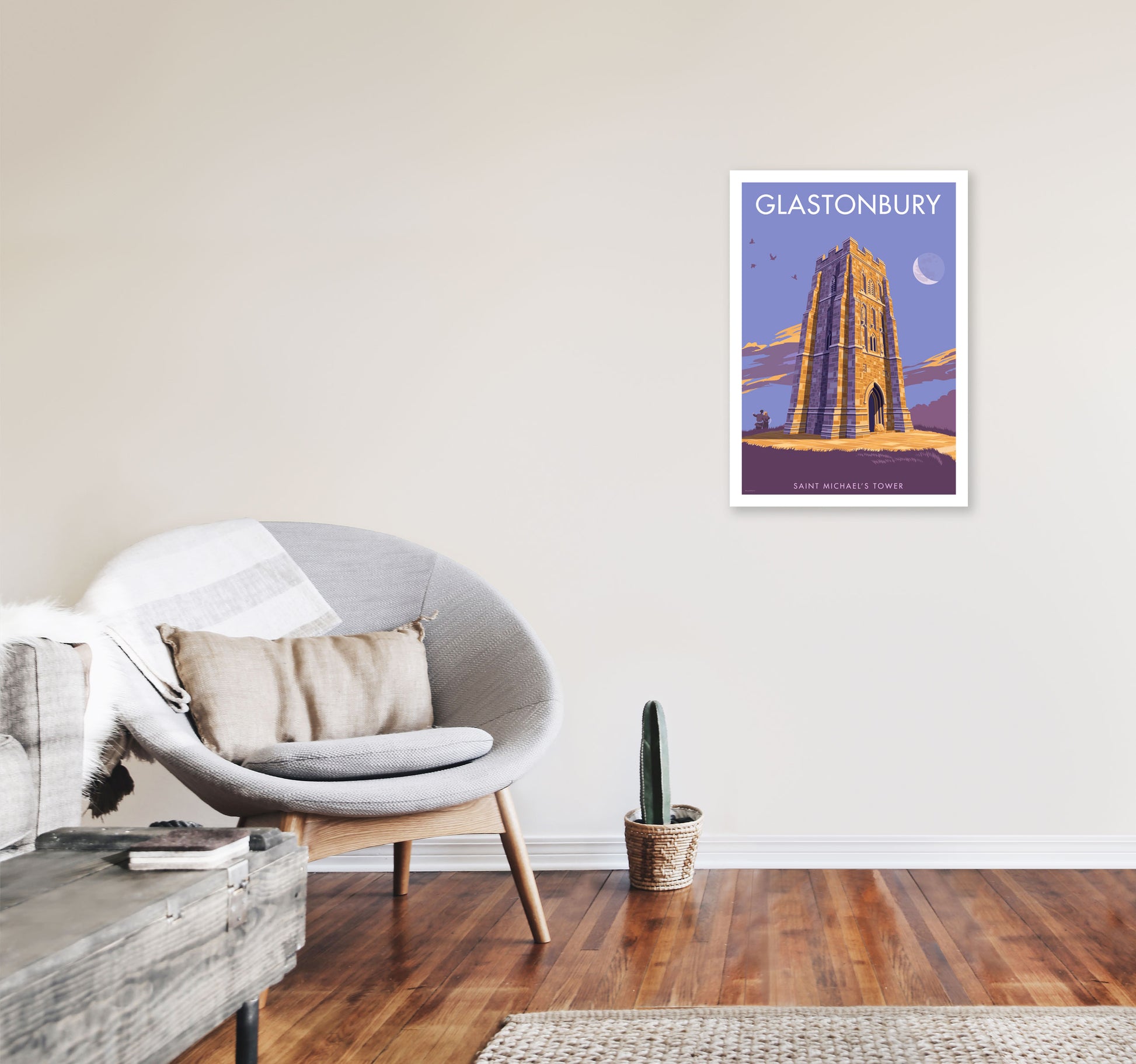 Saint Michael&#39;s Tower Glastonbury Art Print by Stephen Millership A2 Black Frame