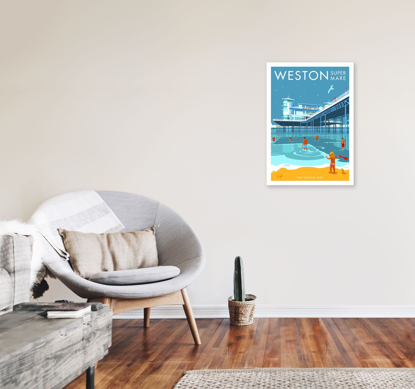 Weston-super-mare Art Print by Stephen Millership A2 Black Frame