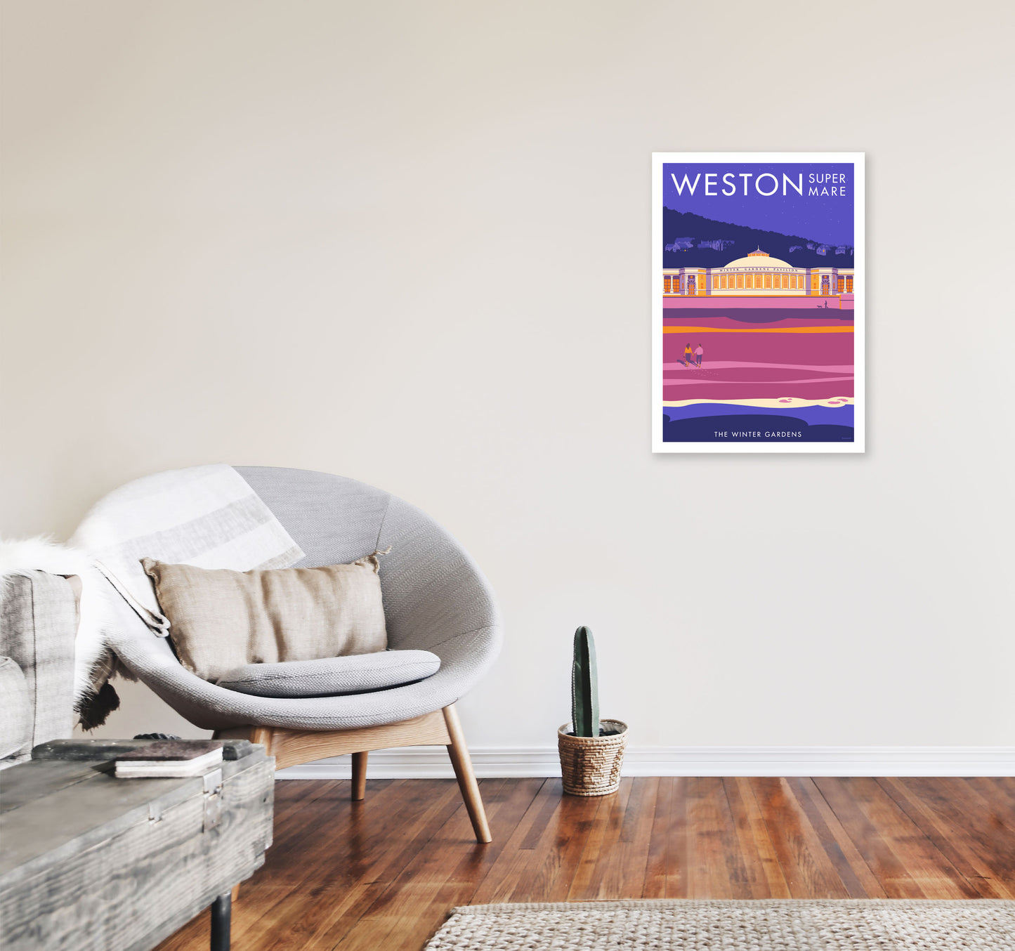 Weston-super-mare Art Print 2 by Stephen Millership A2 Black Frame