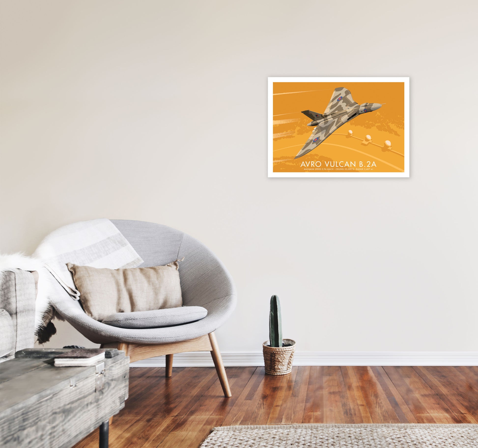 Avro Vulcan B.2A Art Print by Stephen Millership, Framed Transport Print A2 Black Frame