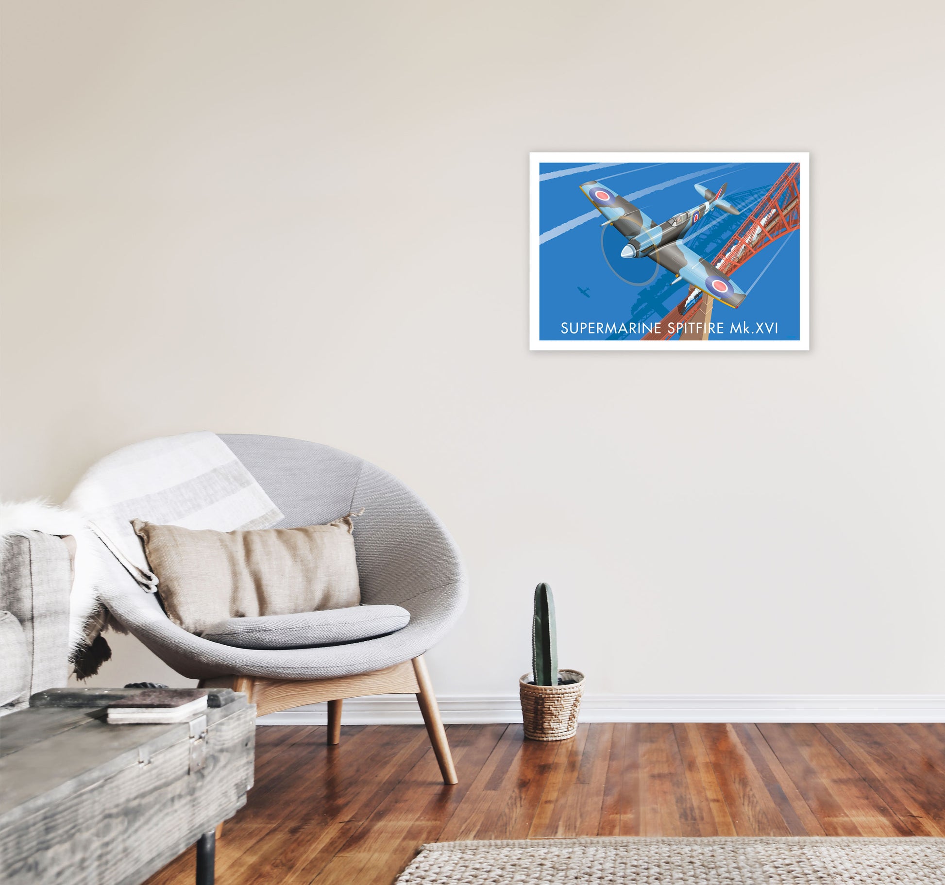 Spitfire XVI by Stephen Millership A2 Black Frame