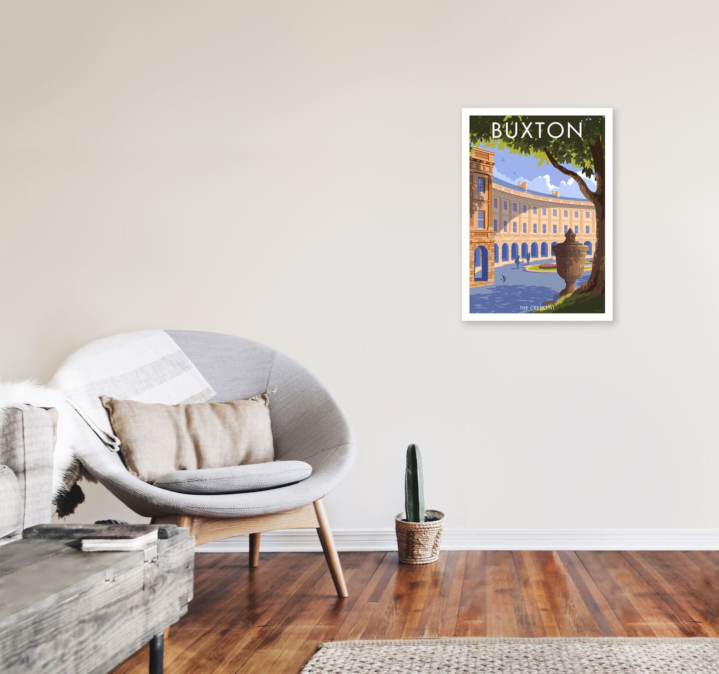 Buxton Crescent Derbyshire Travel Art Print by Stephen Millership A2 Black Frame