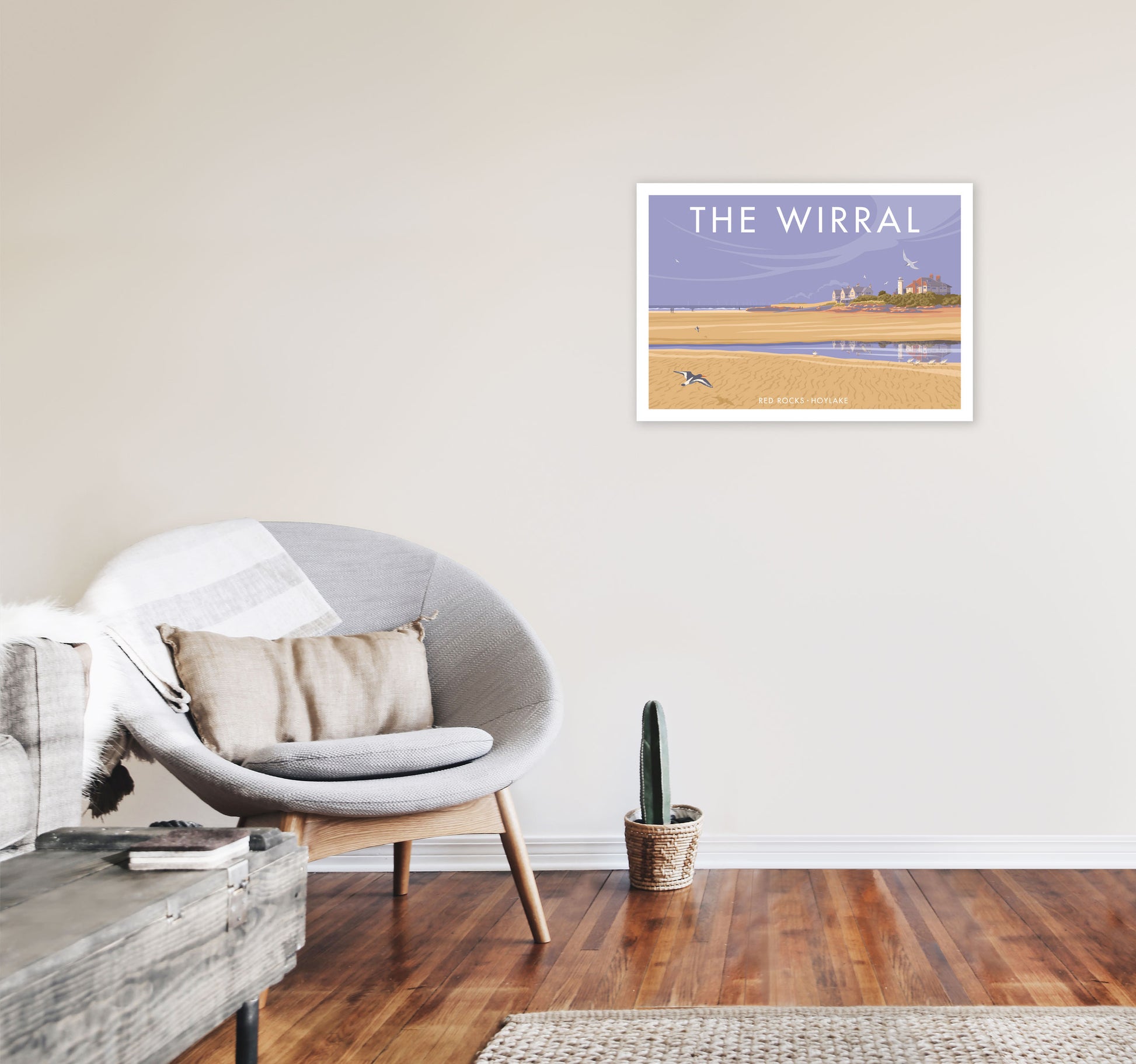 Redrocks Wirral Travel Art Print by Stephen Millership A2 Black Frame