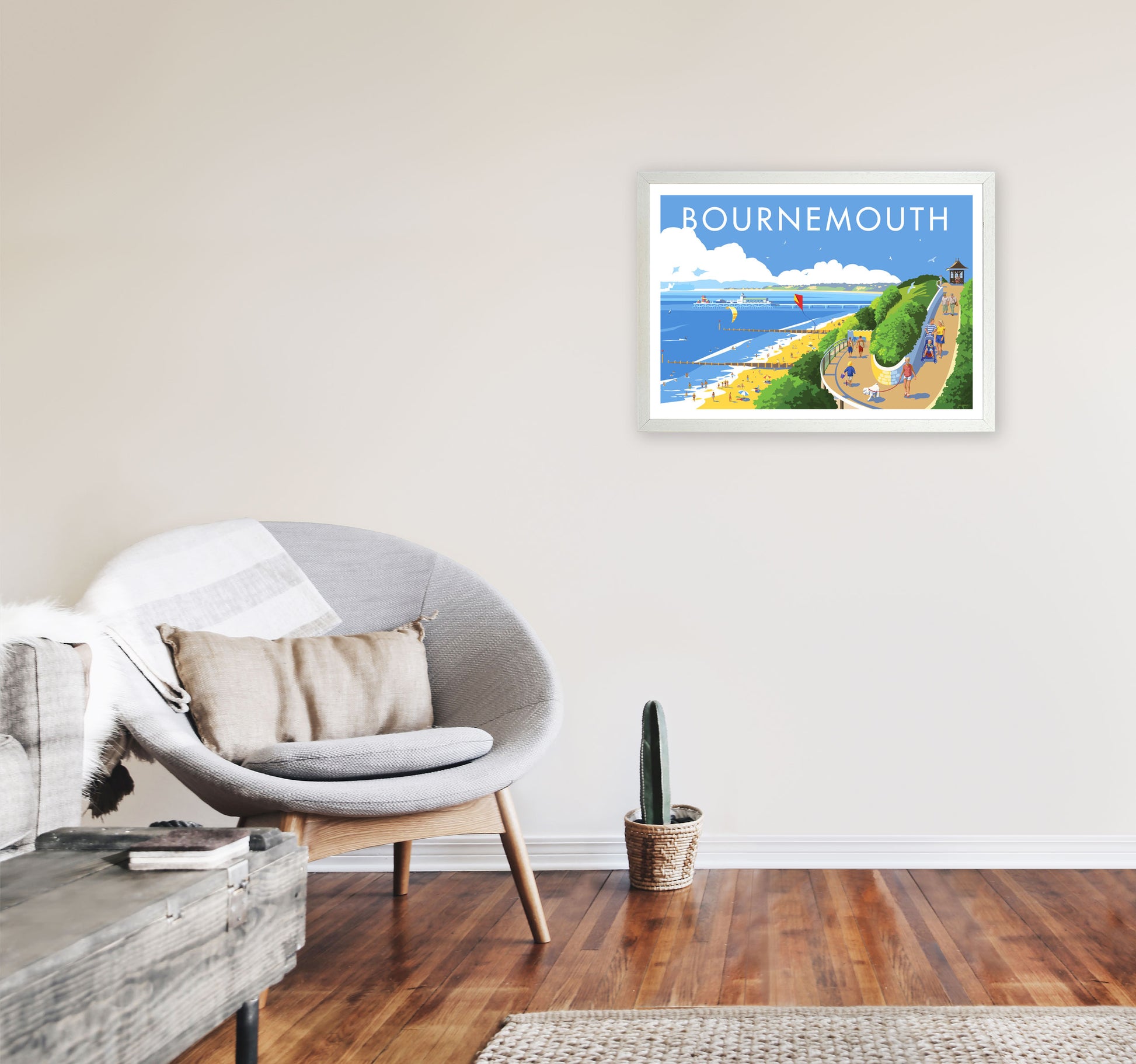 Bournemouth Framed Digital Art Print by Stephen Millership A2 Oak Frame