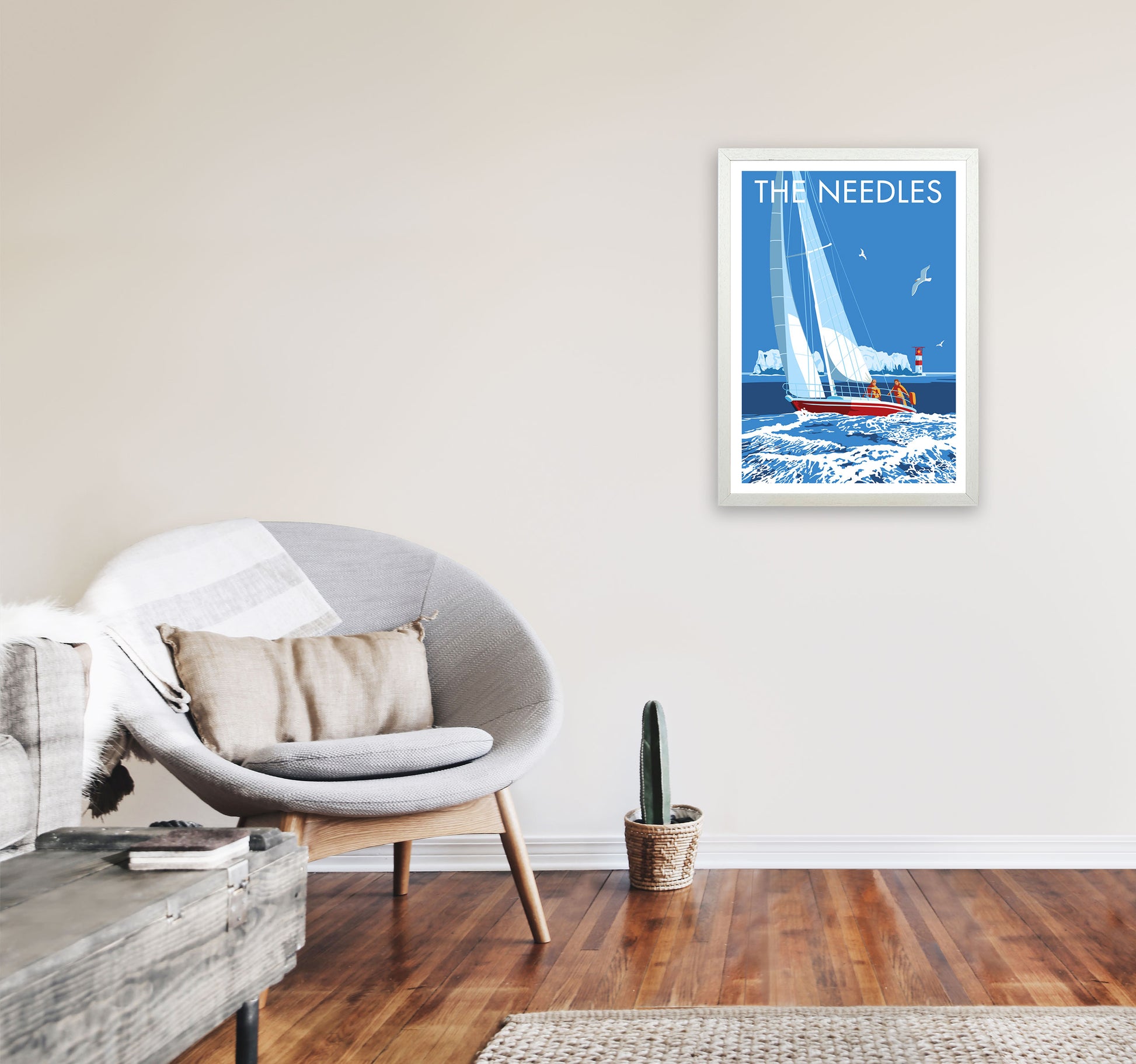 The Needles Art Print by Stephen Millership A2 Oak Frame