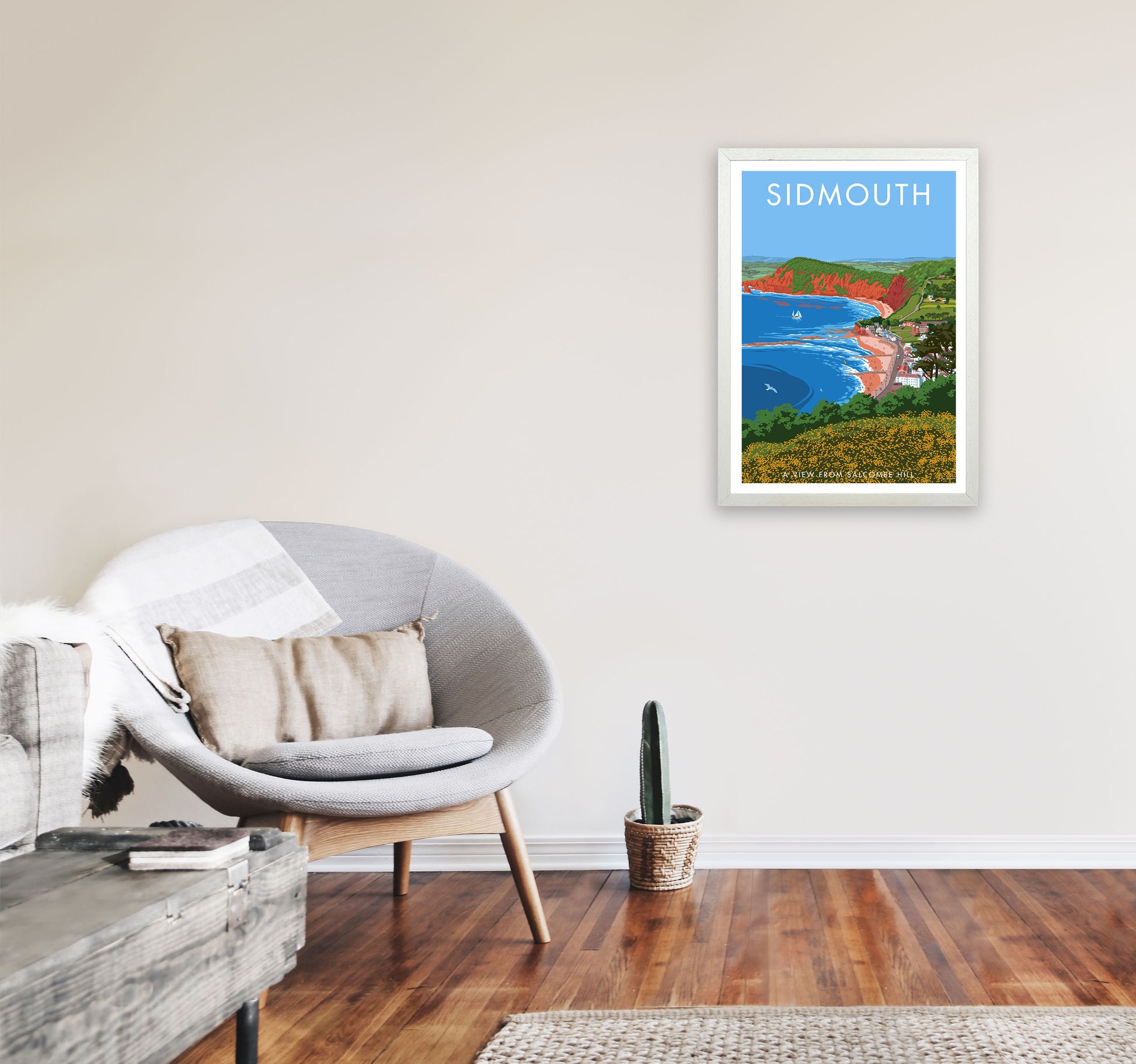 Sidmouth Art Print by Stephen Millership A2 Oak Frame