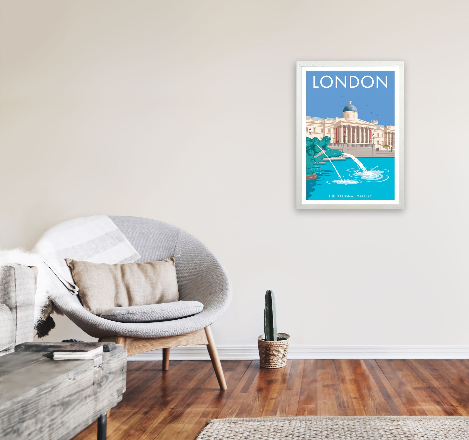 London National Gallery Art Print by Stephen Millership A2 Oak Frame