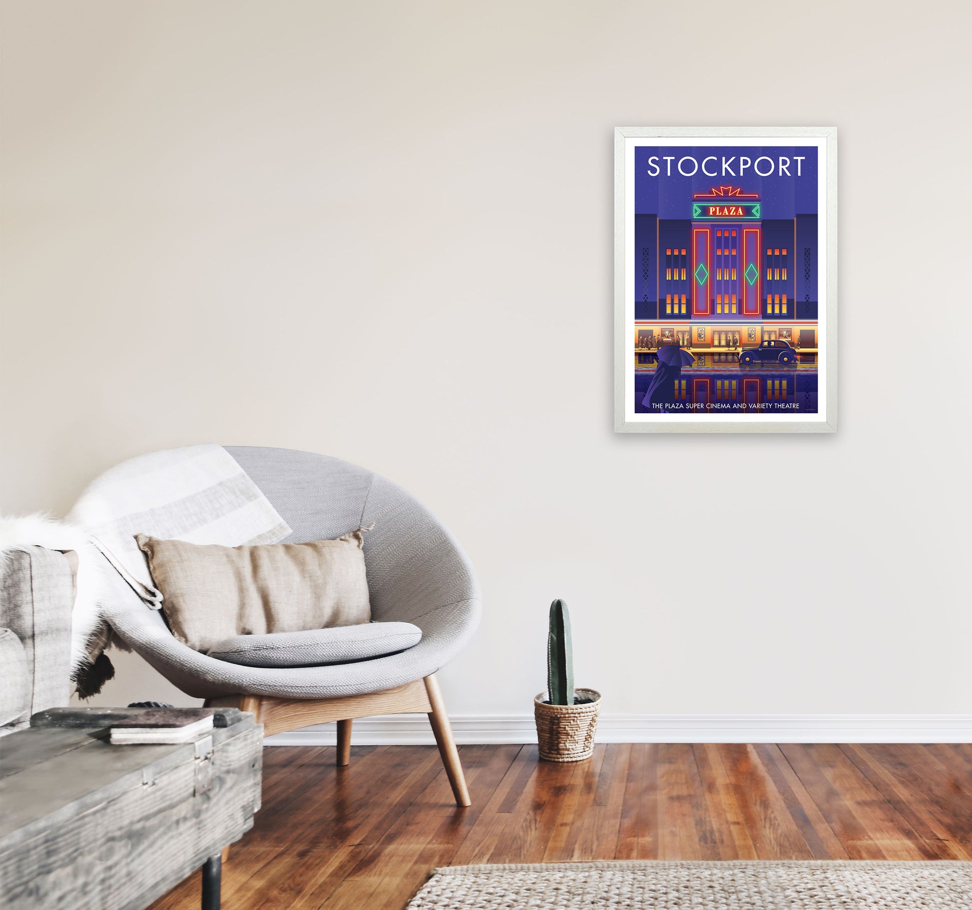 Stockport Plaza Framed Digital Art Print by Stephen Millership A2 Oak Frame