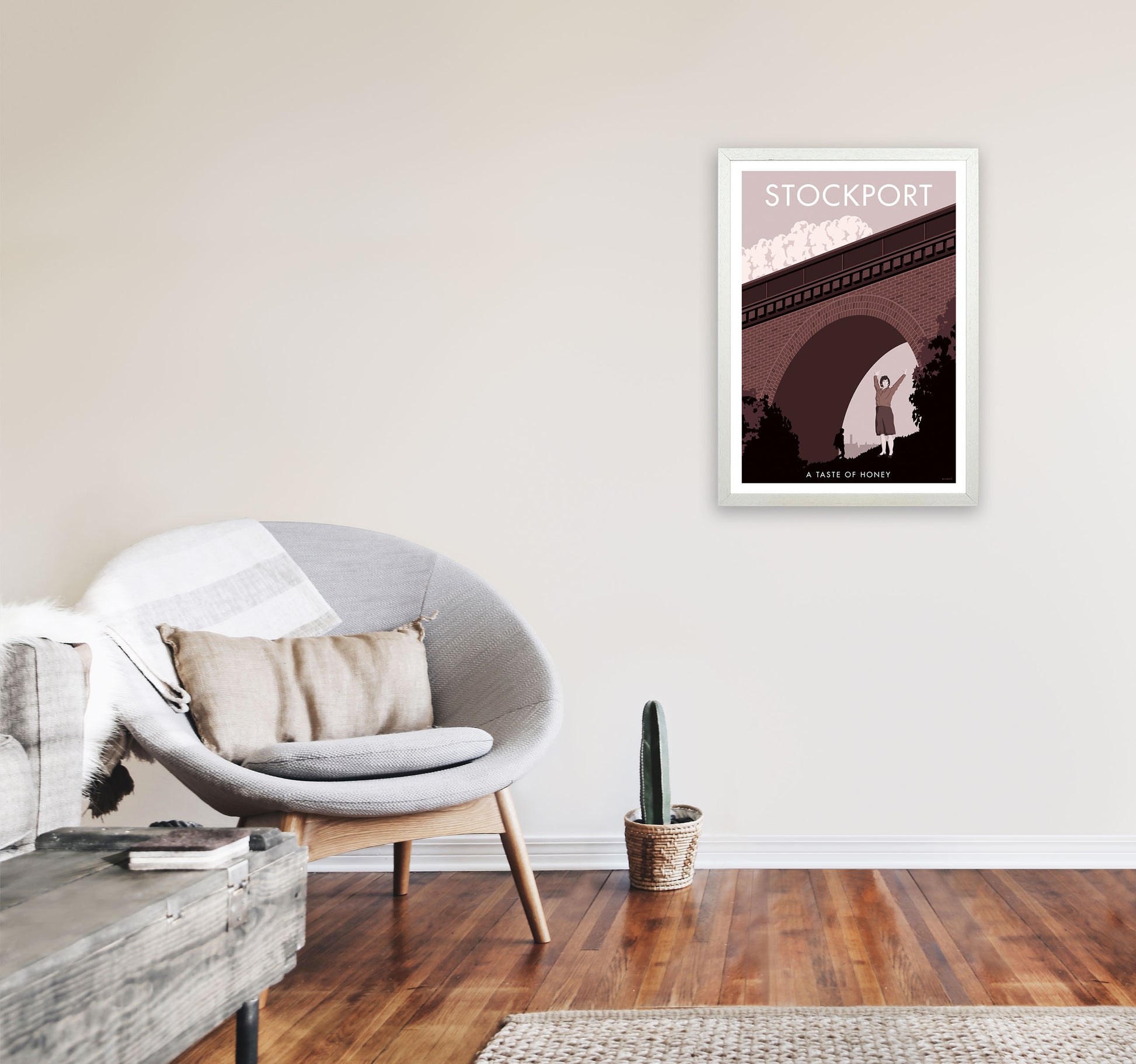 Stockport Art Print by Stephen Millership A2 Oak Frame
