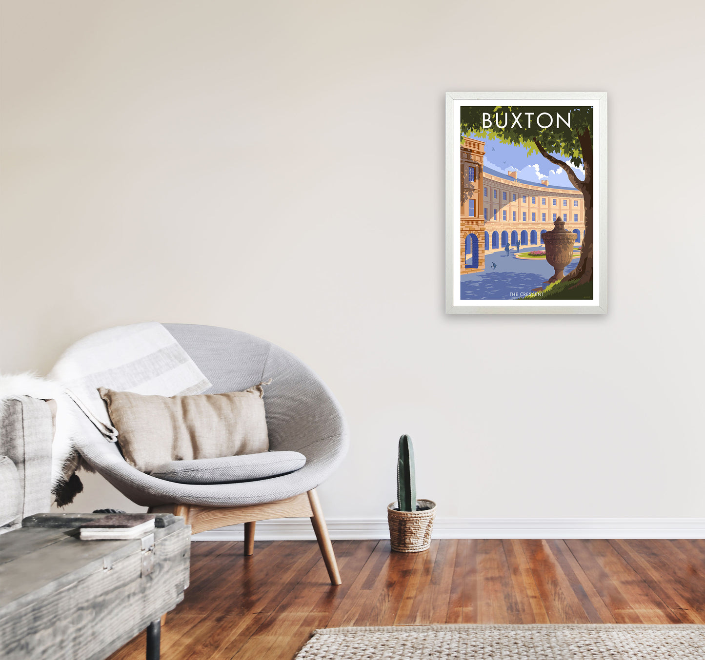 Buxton Crescent Derbyshire Travel Art Print by Stephen Millership A2 Oak Frame