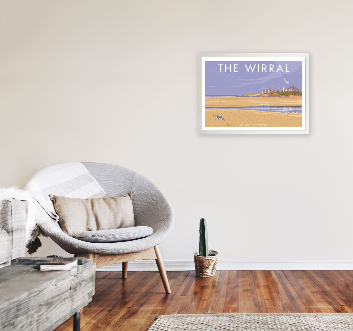 Redrocks Wirral Travel Art Print by Stephen Millership A2 Oak Frame