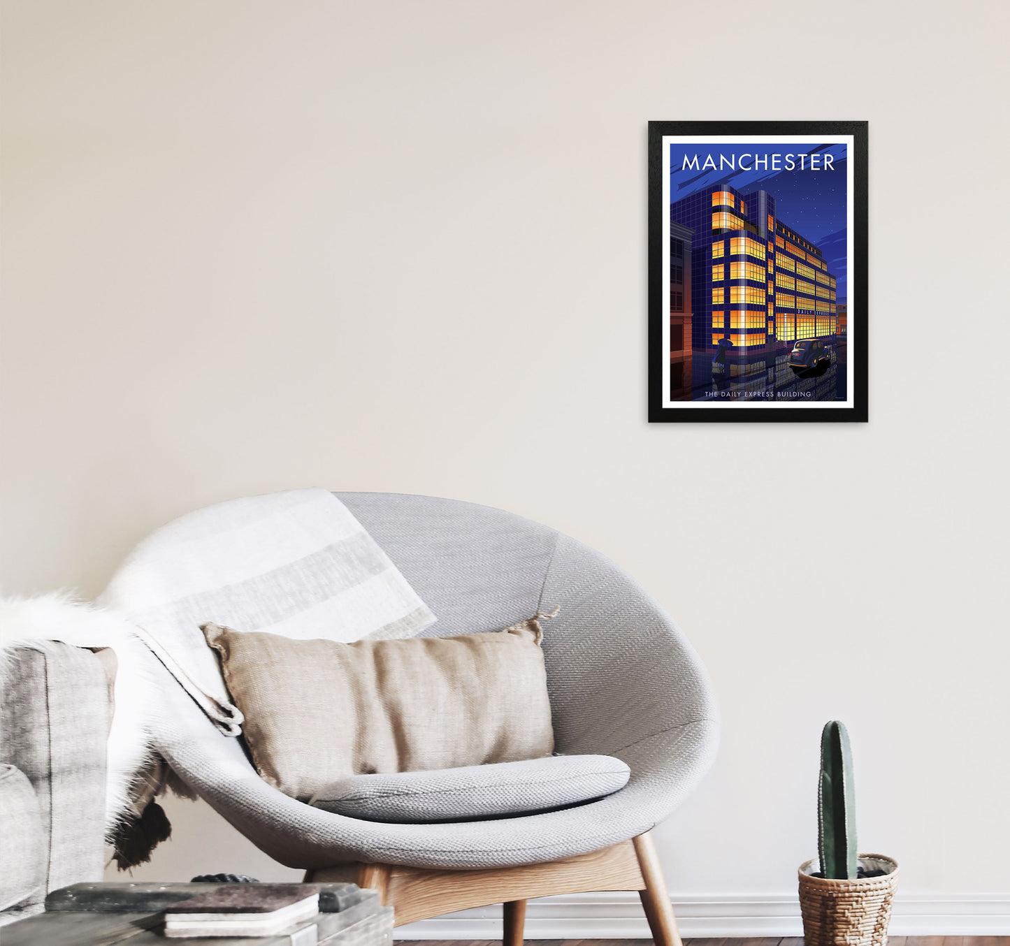 Manchester 7 by Stephen Millership A3 White Frame