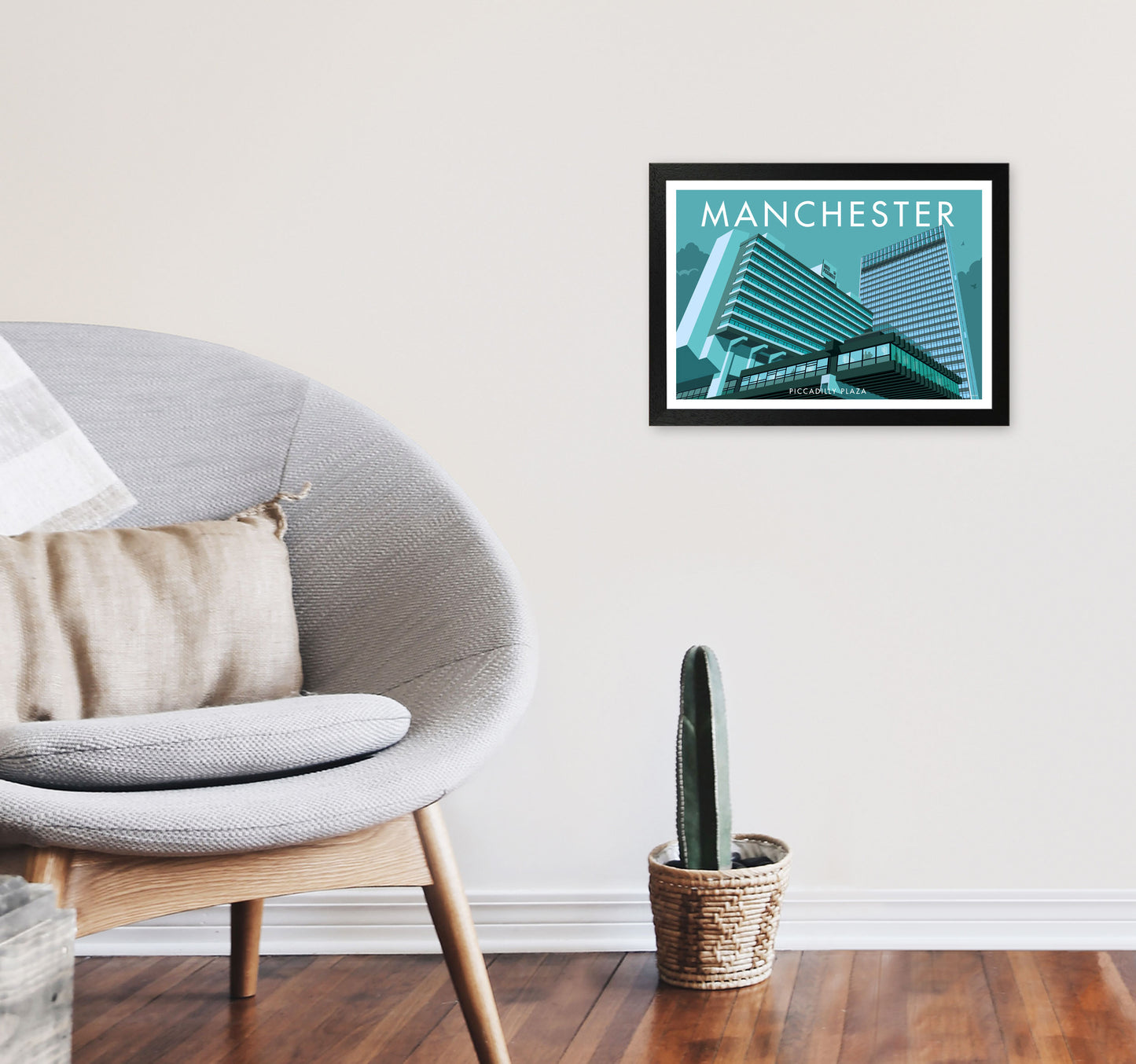 Manchester 8 by Stephen Millership A3 White Frame